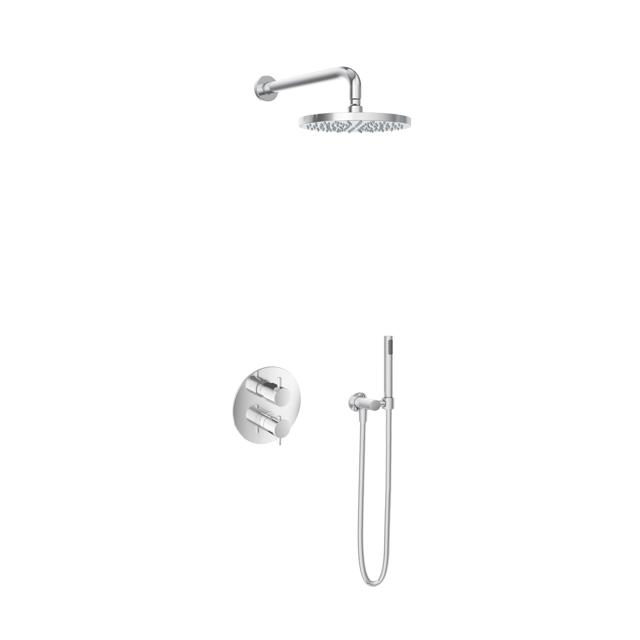 Hotbath Laddy Inbouw Regendoucheset Rond Met 2-weg-omstel, Wandarm, Hoofddouche 25cm En Staafhanddouche Chroom