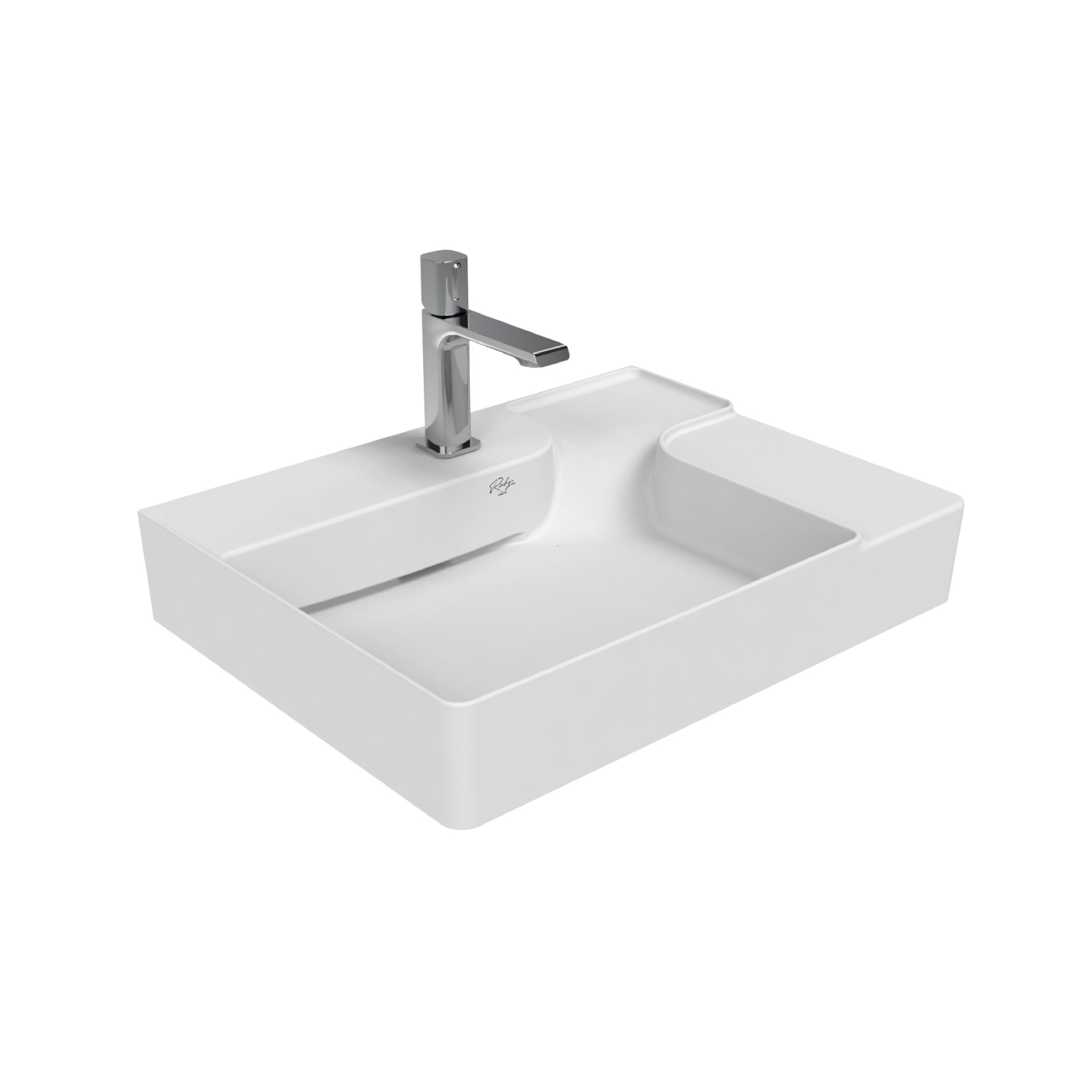 Creavit Ruby RB063 Wastafel - Opbouw - Keramiek - Zonder Overloop - Met Kraangat - 60x13,5x45 Cm - Glanzend Wit