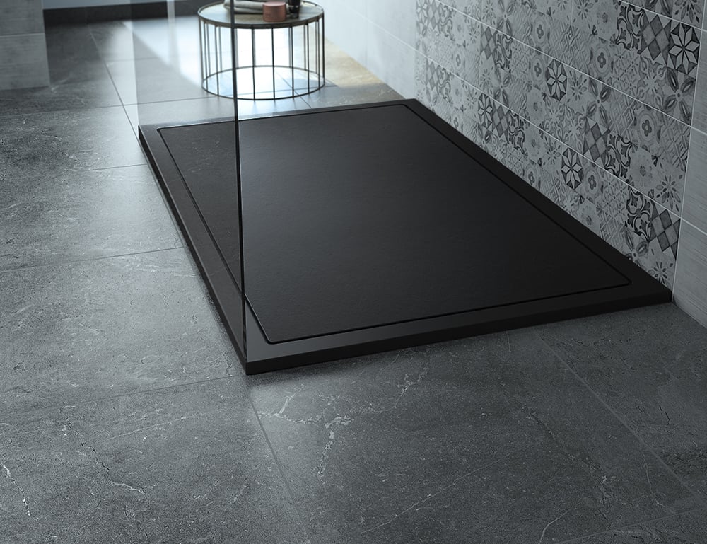 Creavit Aloni Elite Flat Composietsteen Douchebak Zwart 140x90x3cm