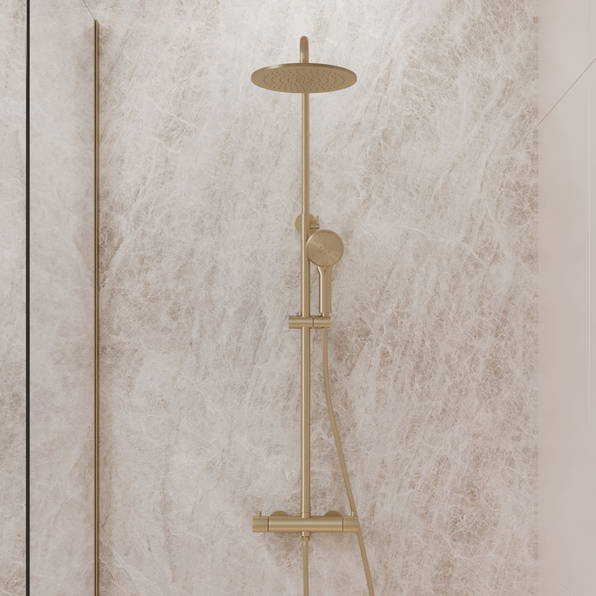 Best-Design "High-End Nancy" RVS-304 thermostatische regendouche opbouwset mat-goud