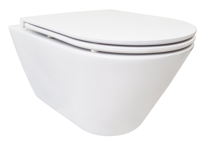 Stereo rimless wandcloset mat wit met Flatline toiletzitting softclose en quick release mat wit