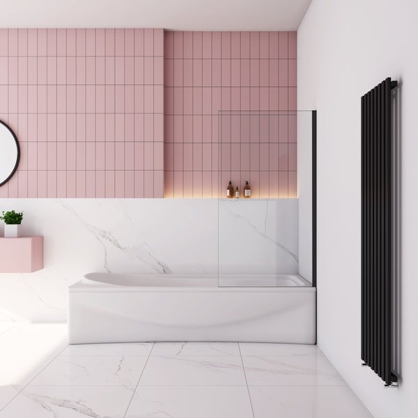 Badwand Black Primrose 1-Delig 75x140 6Mm Helder Glas Antikalk mat zwart