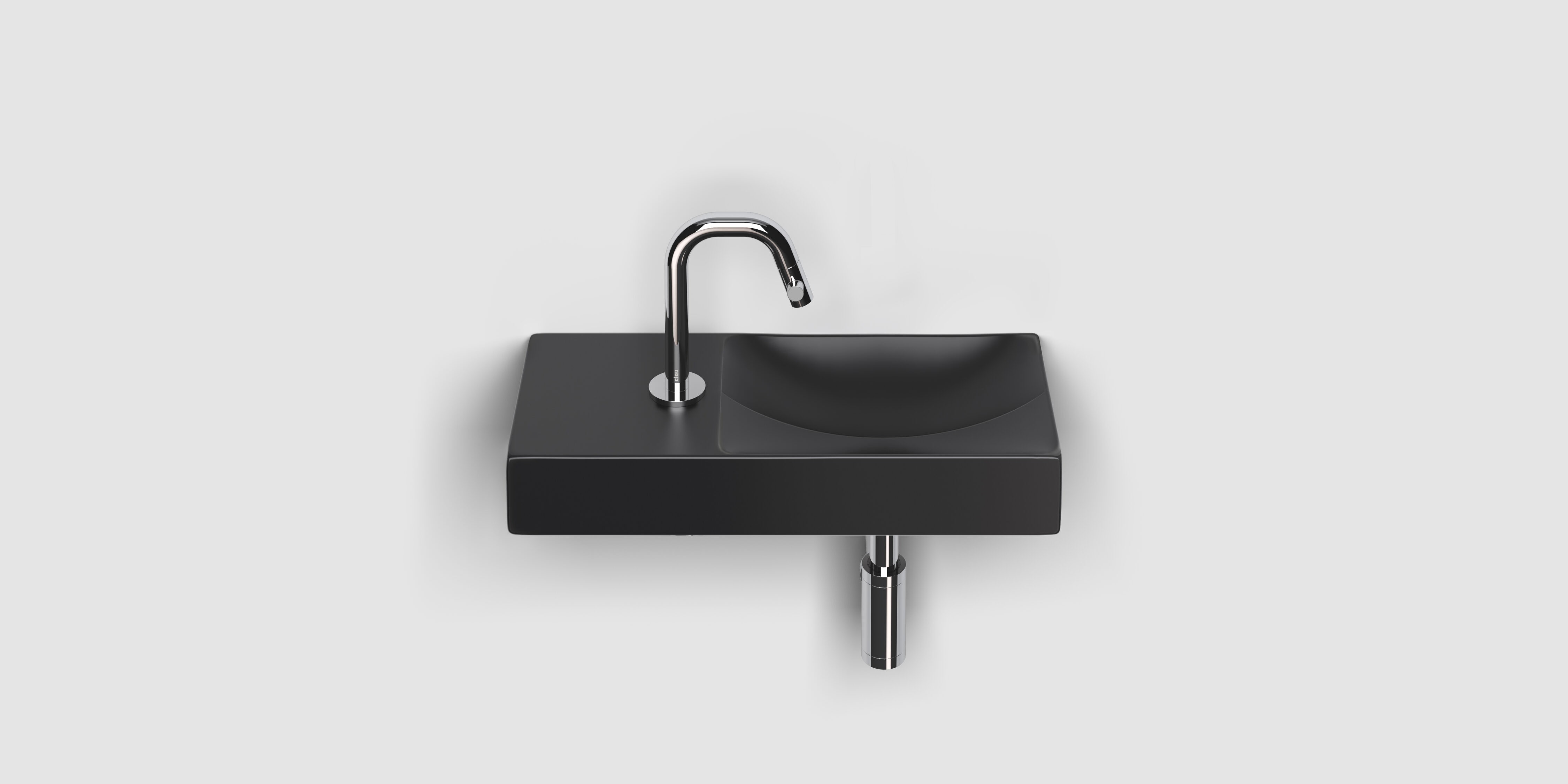 Clou Vale keramiek fontein 45x19x7cm kraangat links zwart mat