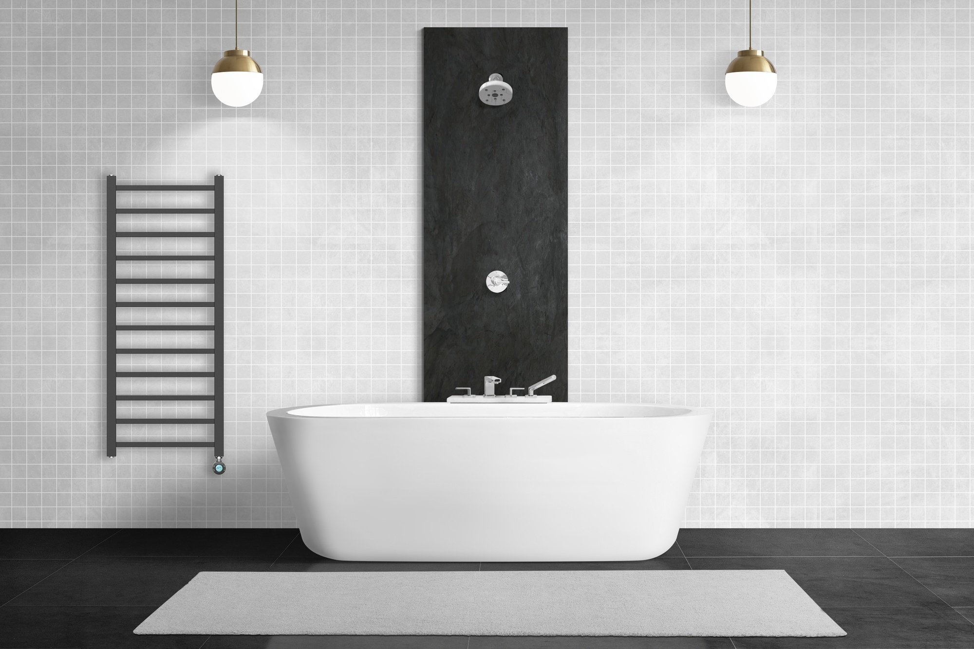 Belrad Elektrische Handdoek Radiator Zwart Rechts 120×50 cm 413W