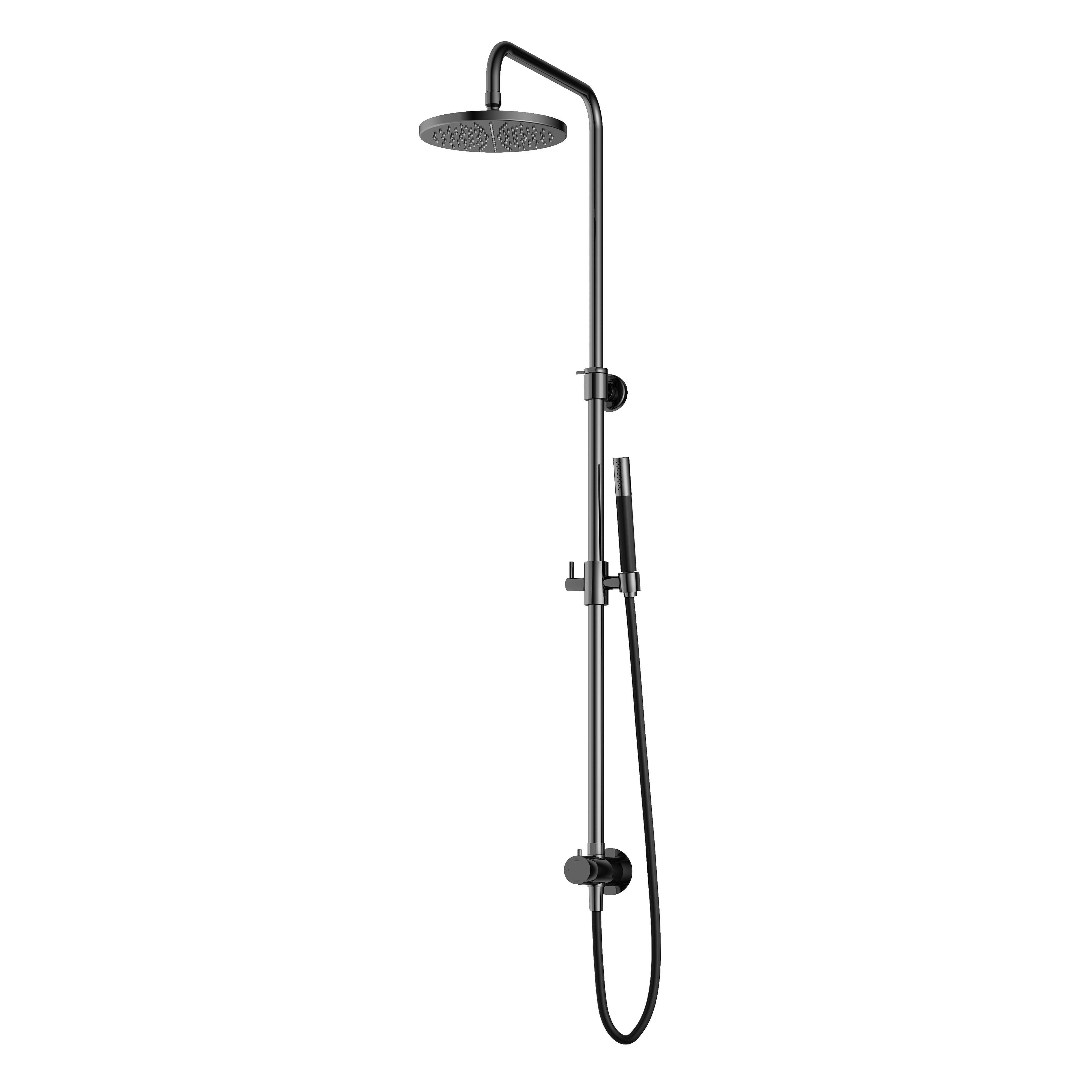 Hotbath Cobber Opbouw Regendoucheset Met Omstel, Hoofddouche 20cm En Staafhanddouche Zwart Chroom