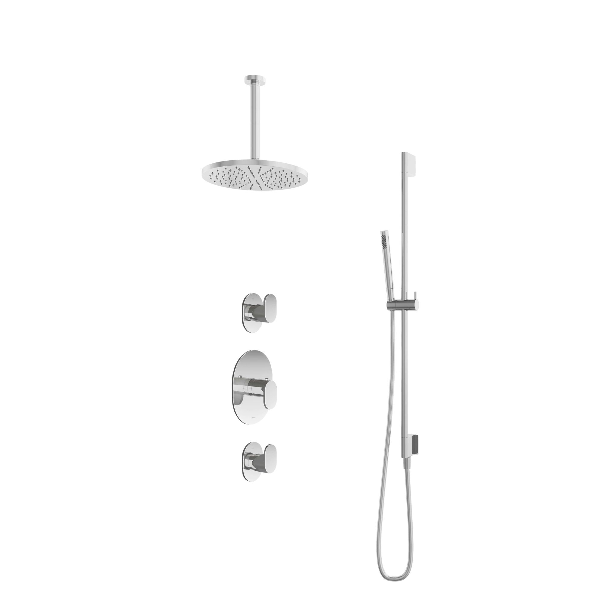Hotbath Friendo Inbouw Regendoucheset Rond Met 2 Stopkranen, Plafondbuis 30cm, Hoofddouche 30cm, Staafhanddouche En Glijstang Chroom