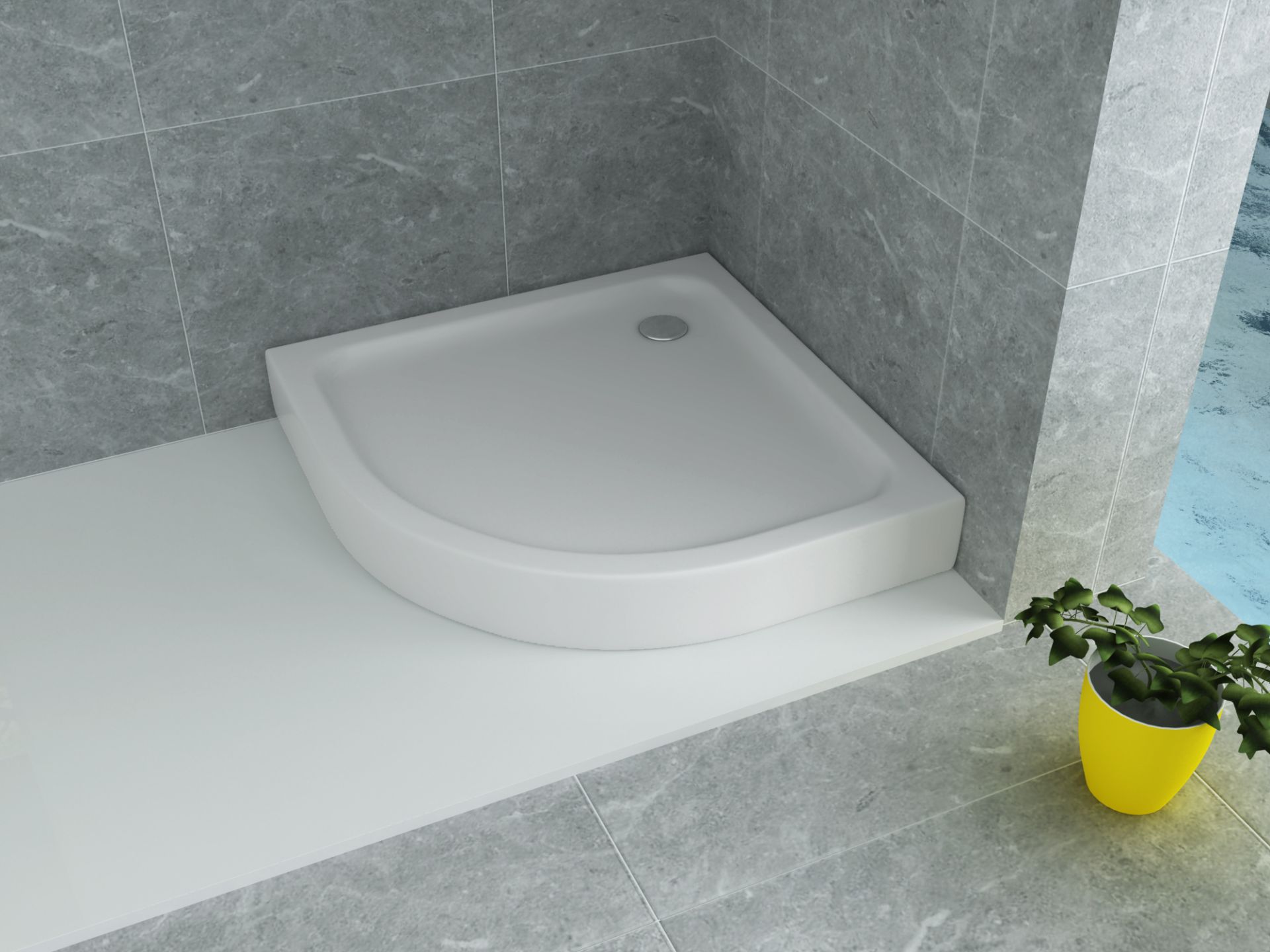 Creavit Aloni Kwartronde Acryl Douchebak 80x80x15cm