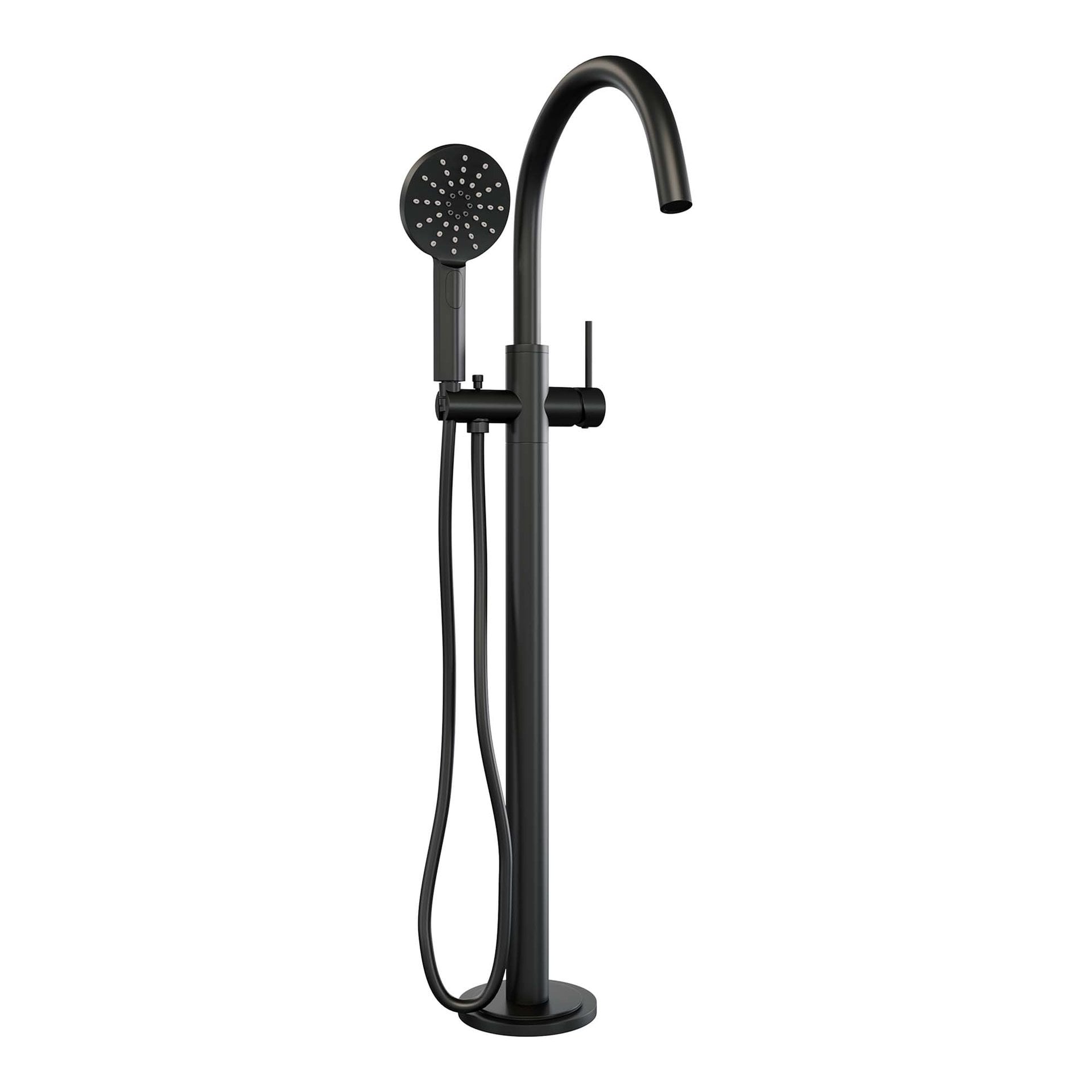 BRAUER Black Edition vrijstaande badmengkraan SET 02 met 3-standen handdouche en doucheslang mat zwart