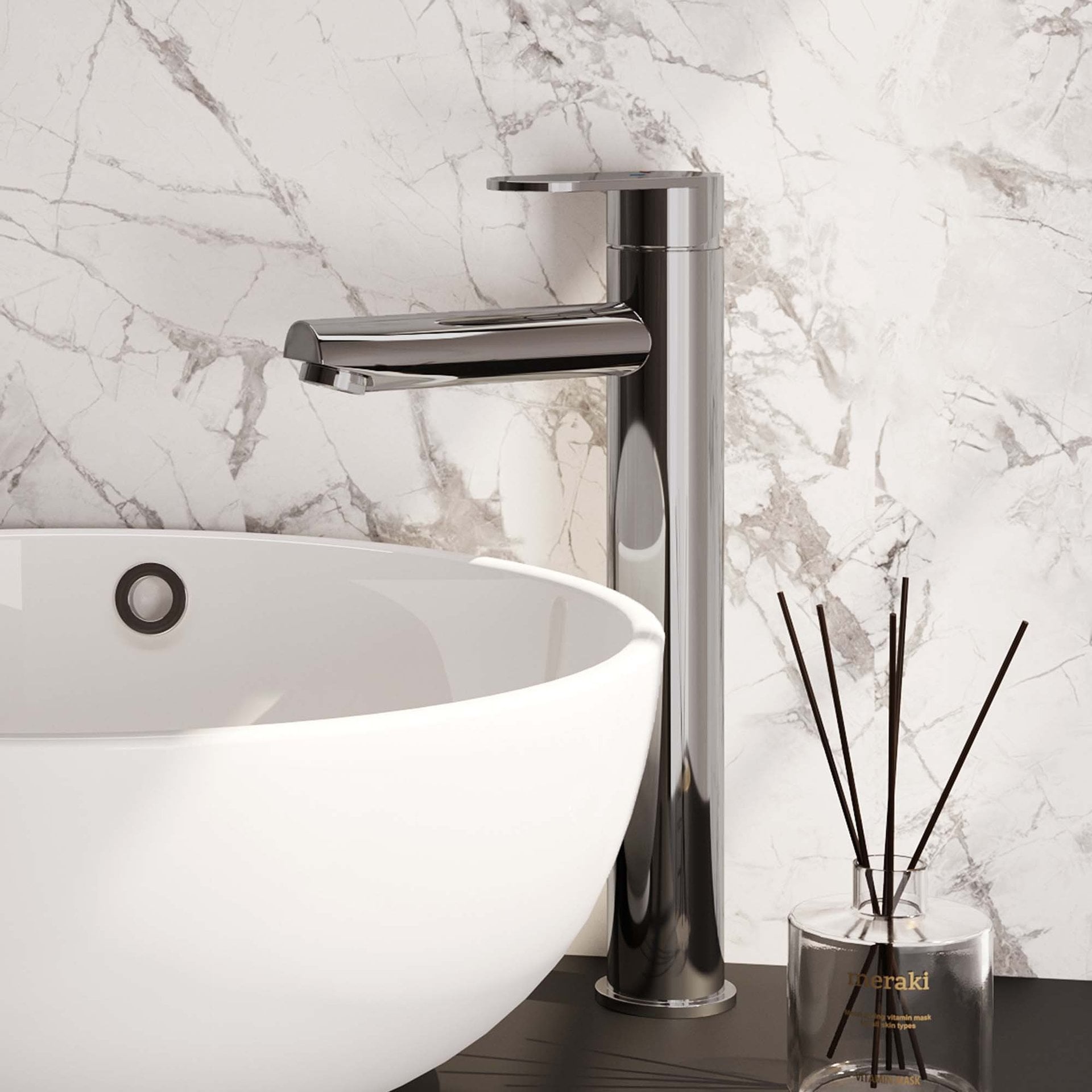 BRAUER Chrome Edition verhoogde opbouw wastafelmengkraan model C chroom