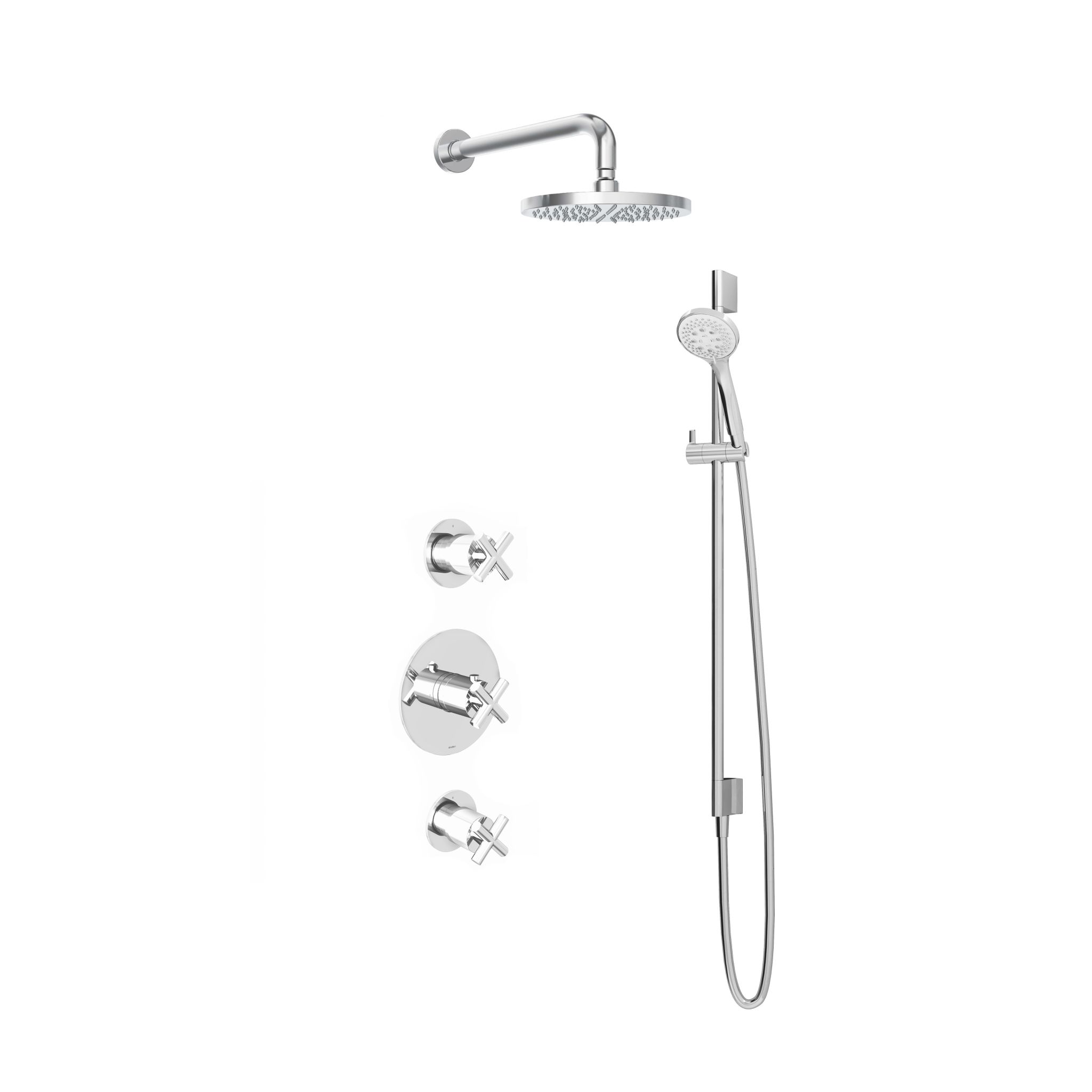 Hotbath Chap Inbouw Regendoucheset Rond Met 2 Stopkranen, Wandarm, Hoofddouche 20cm, 3-Standen Handdouche En Glijstang Chroom