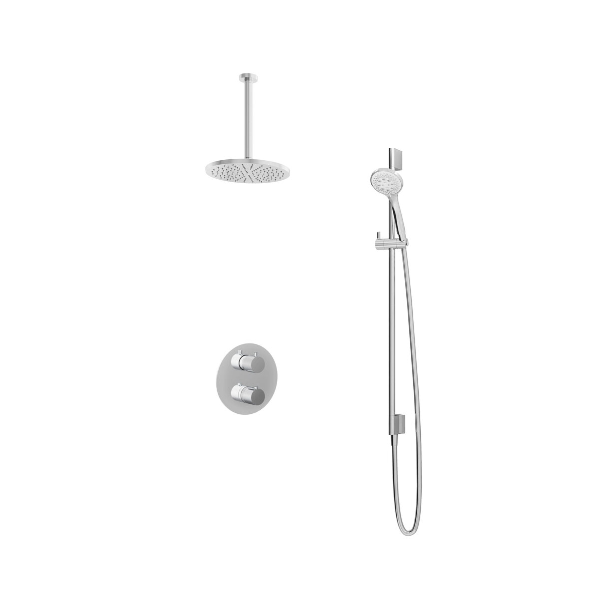 Hotbath Buddy Inbouw Regendoucheset Met 2-Weg-Omstel, Plafondbuis 30cm, Hoofddouche 25cm, 3-Standen Handdouche En Glijstang Chroom