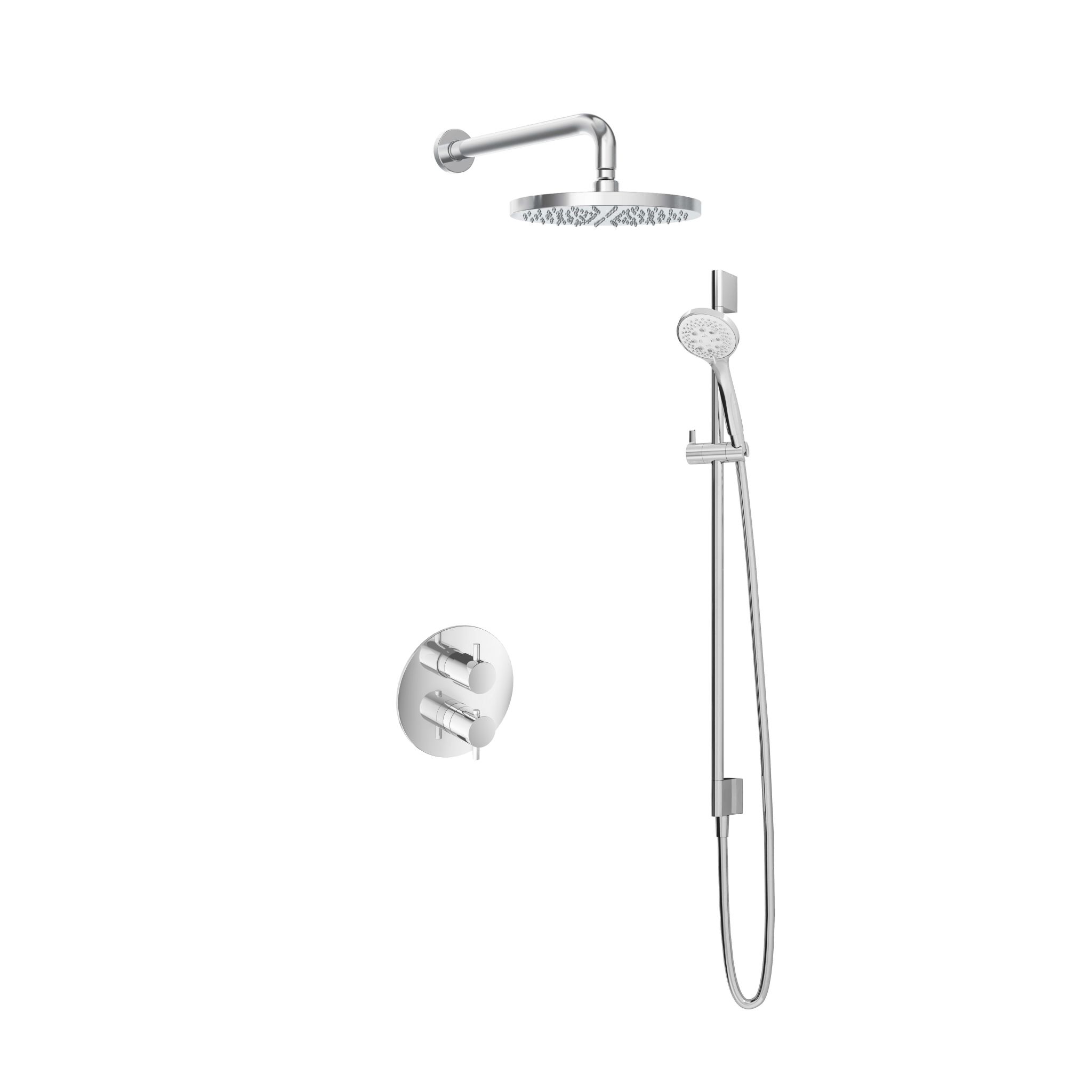 Hotbath Laddy Inbouw Regendoucheset Rond Met 2-weg-omstel, Wandarm, Hoofddouche 25cm, 3-Standen Handdouche En Glijstang Chroom