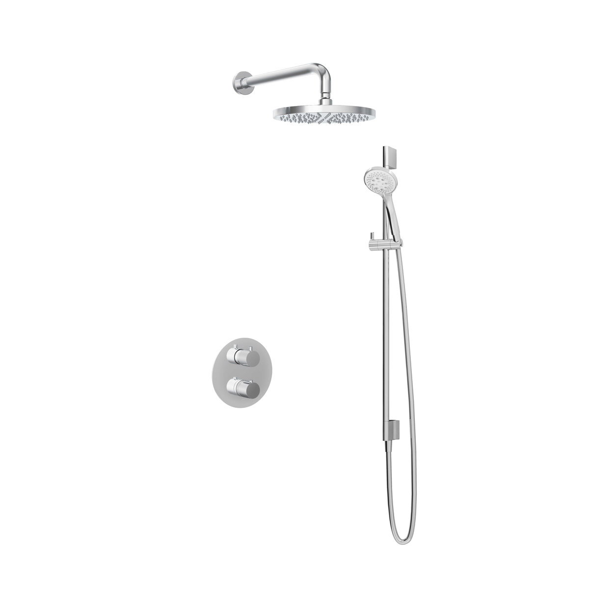 Hotbath Buddy Inbouw Regendoucheset Met 2-Weg-Omstel, Wandarm, Hoofddouche 25cm, 3-Standen Handdouche En Glijstang Chroom