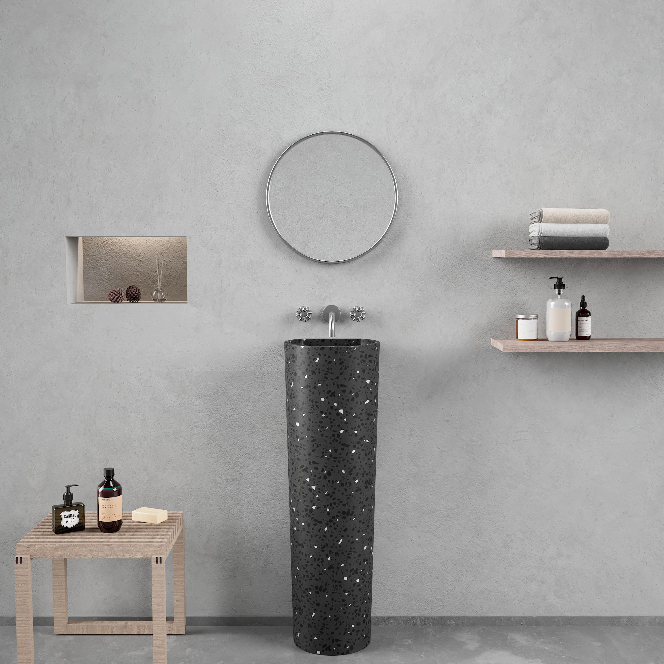 Ideavit Fontein Idea.Evo 28x28x90 cm Rond Terrazzo Donker Grijs