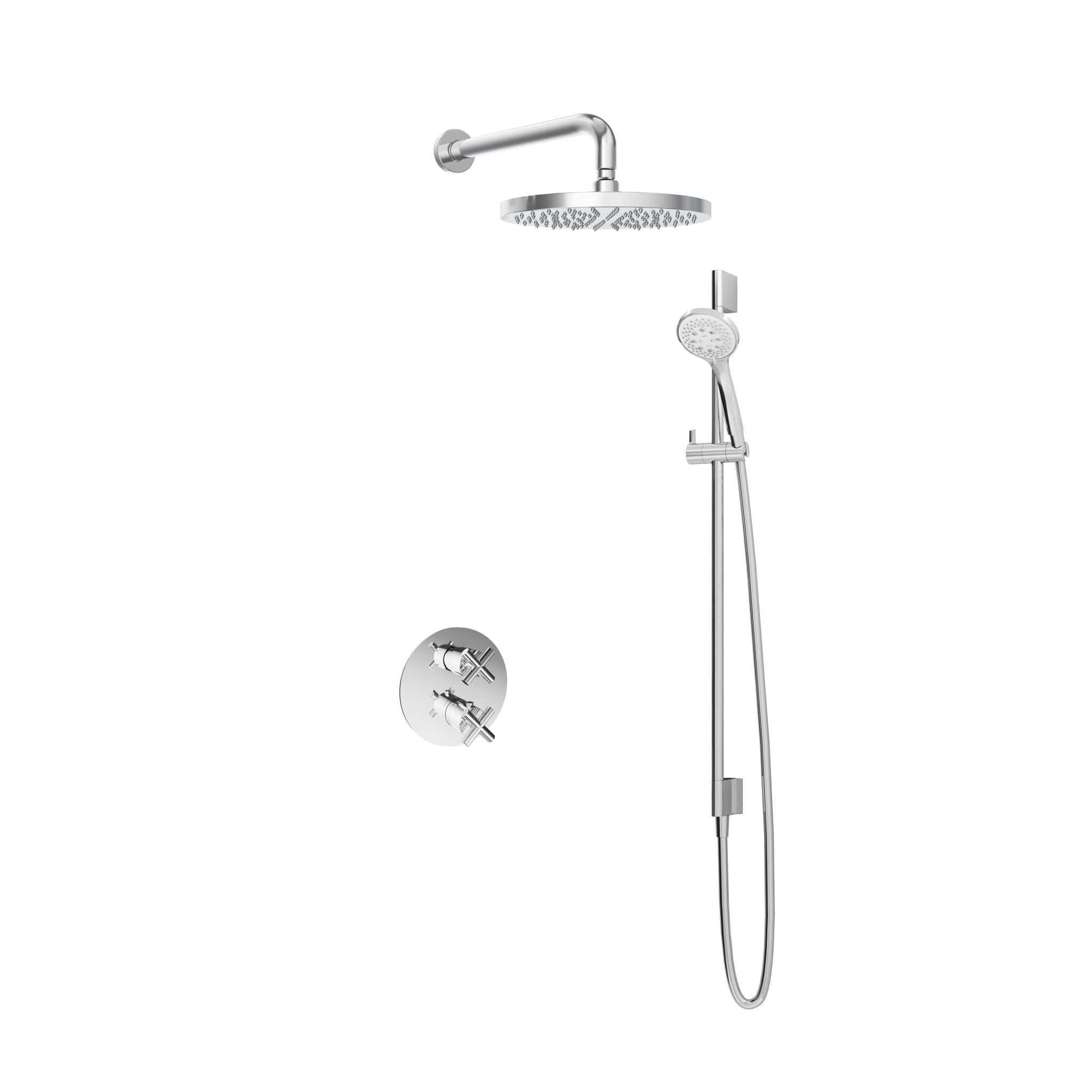 Hotbath Chap Inbouw Regendoucheset Rond Met 2-weg-omstel, Wandarm, Hoofddouche 30cm, 3-Standen Handdouche En Glijstang Chroom