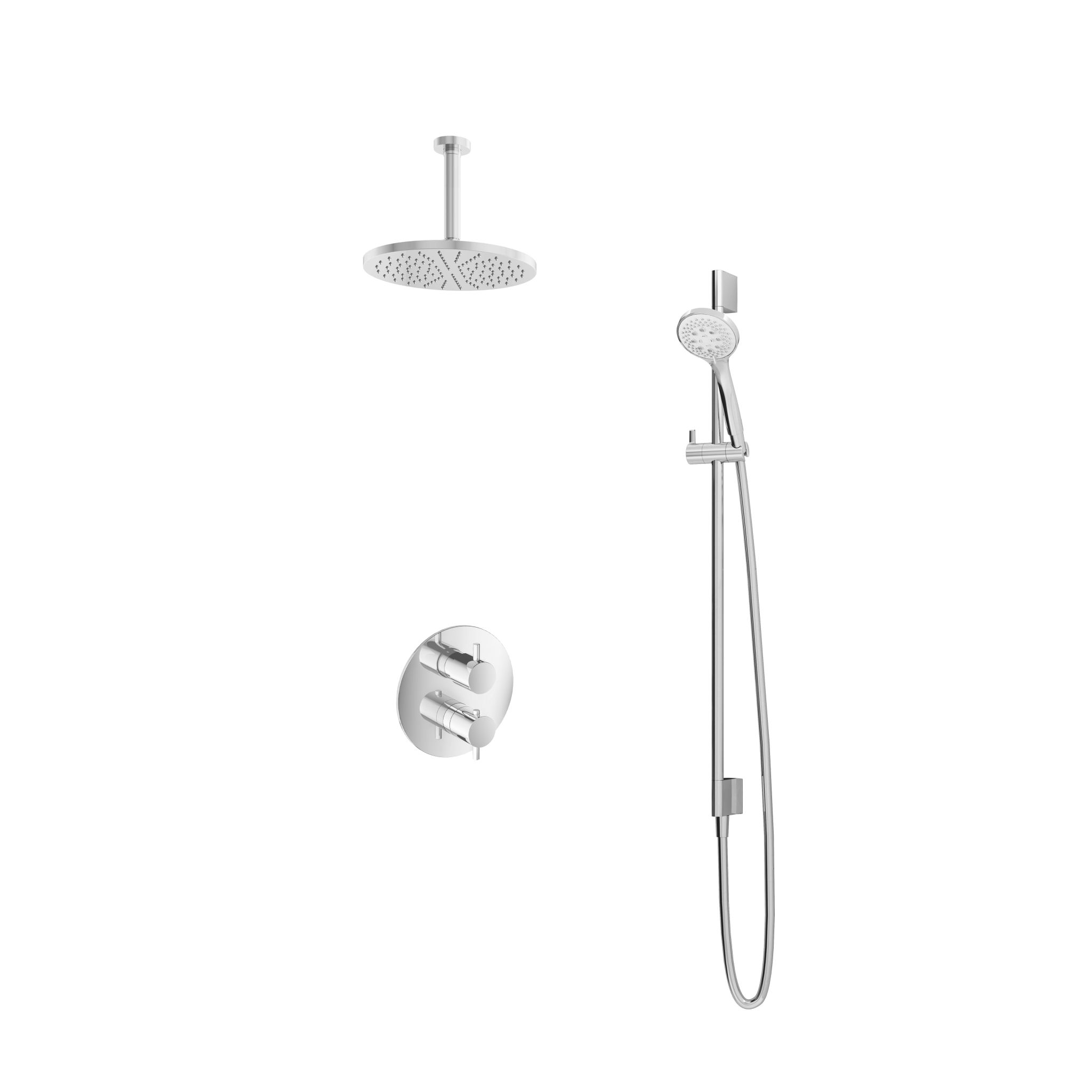 Hotbath Laddy Inbouw Regendoucheset Rond Met 2-Weg-Omstel, Plafondbuis 15cm, Hoofddouche 25cm, 3-Standen Handdouche En Glijstang Chroom
