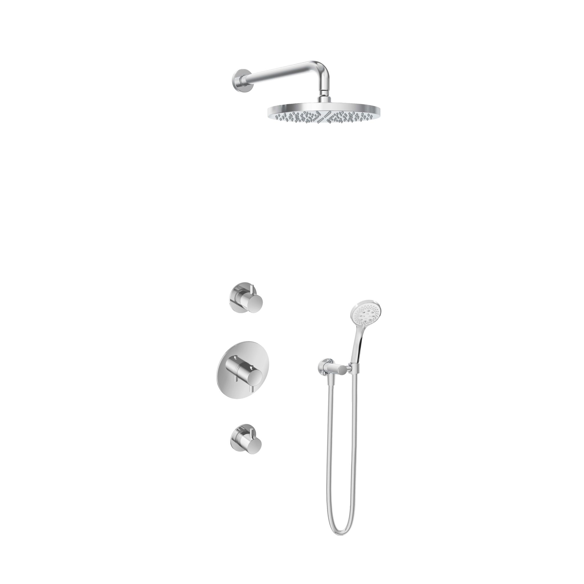 Hotbath Laddy Inbouw Regendoucheset Rond Met 2 Stopkranen, Wandarm, Hoofddouche 30cm En 3-Standen Handdouche Chroom