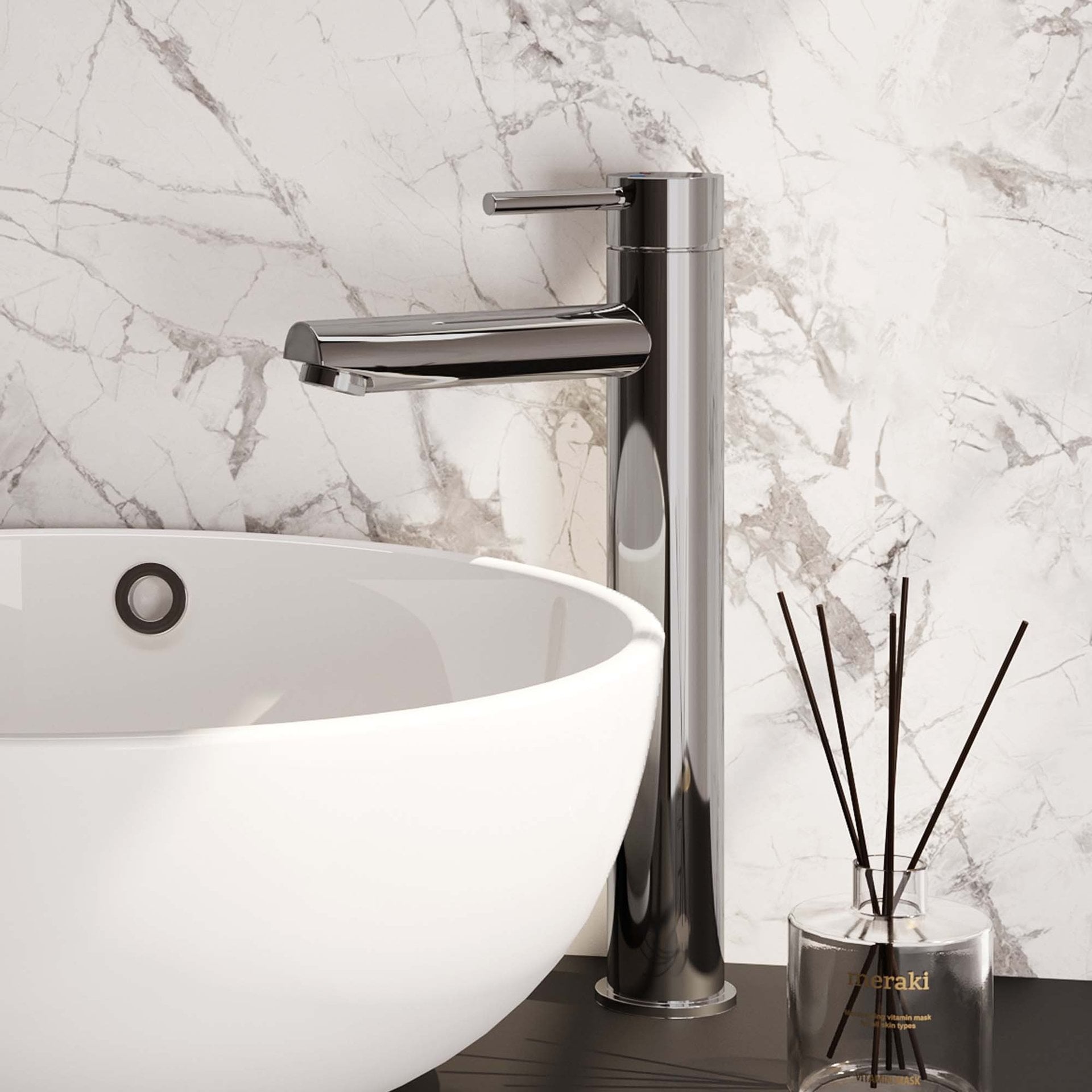 BRAUER Chrome Edition verhoogde opbouw wastafelmengkraan model A chroom