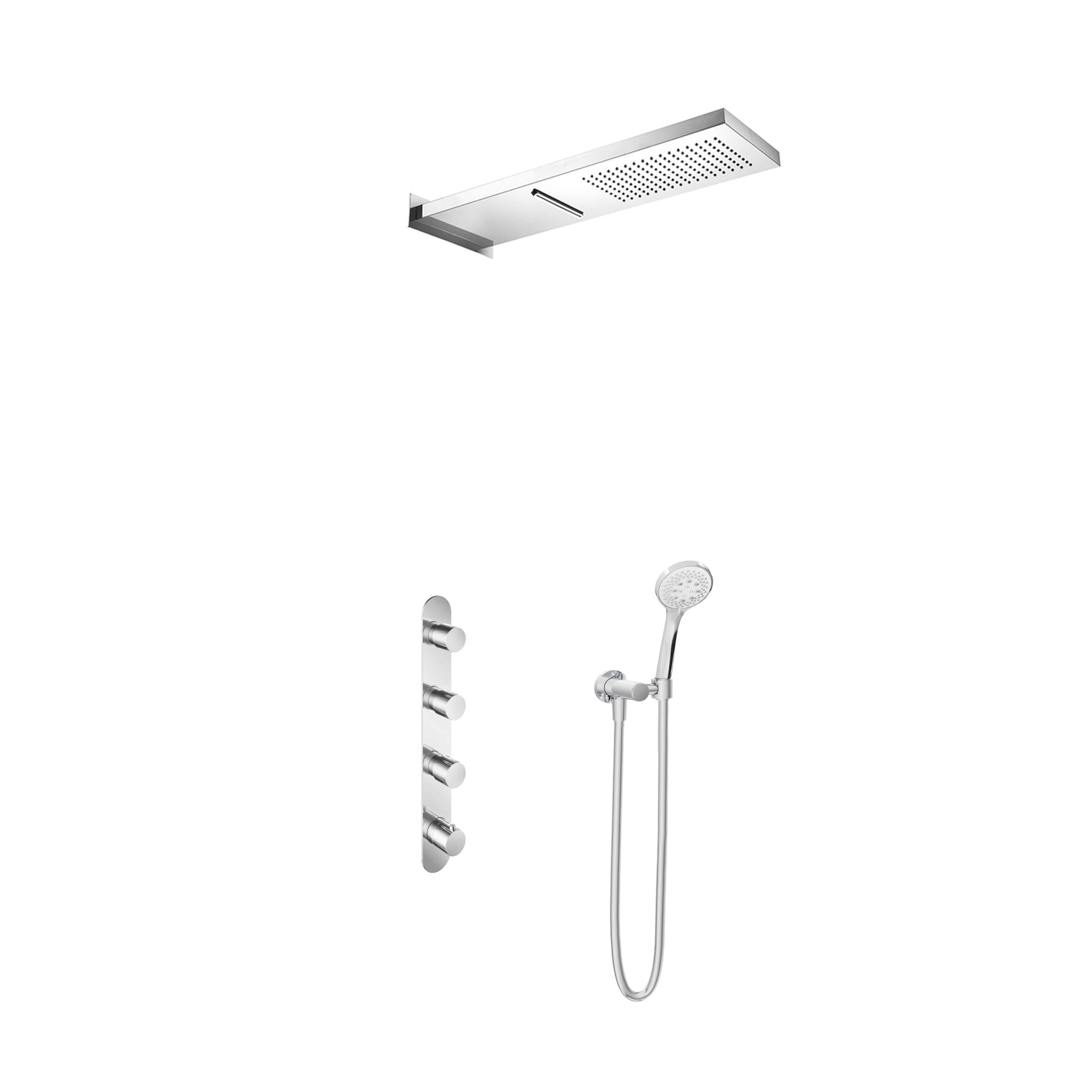 Hotbath Buddy - Laddy Inbouw Regendoucheset Met 3 stopkranen, Waterval Hoofddouche En 3-Standen Handdouche Chroom