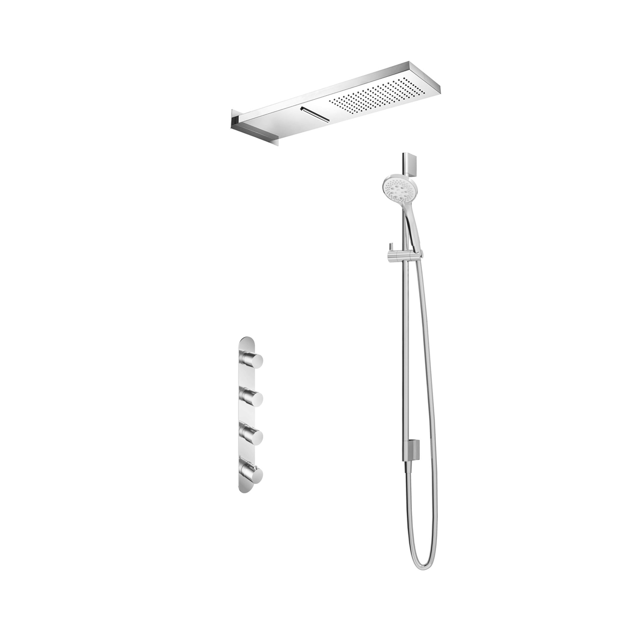 Hotbath Buddy - Laddy Inbouw Regendoucheset Met 3 stopkranen, Waterval Hoofddouche, 3-Standen Handdouche En Glijstang Chroom