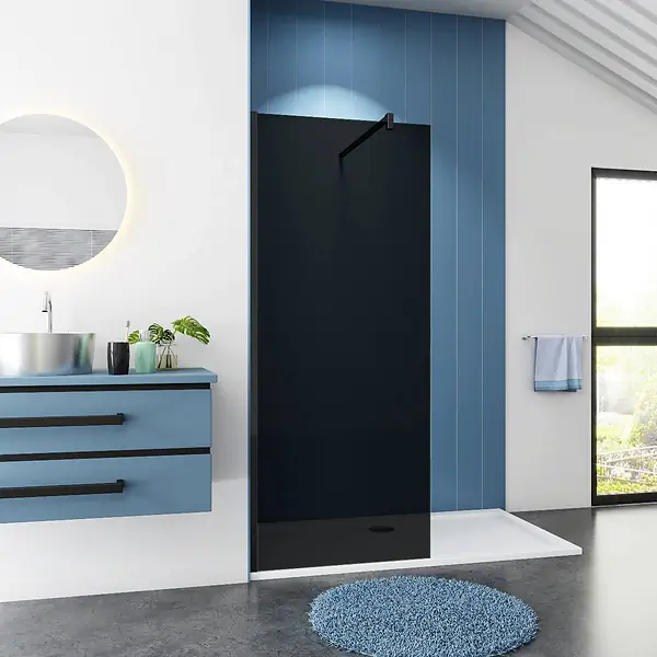 Inloopdouche Black Dahlia (100x200 cm) met Douchebak Daisy Wit (160x90 cm) - 10mm Rookglas - Mat Zwart
