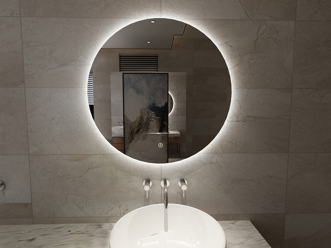 Giro spiegel rond met LED, dimbaar en spiegelverwarming 80 cm