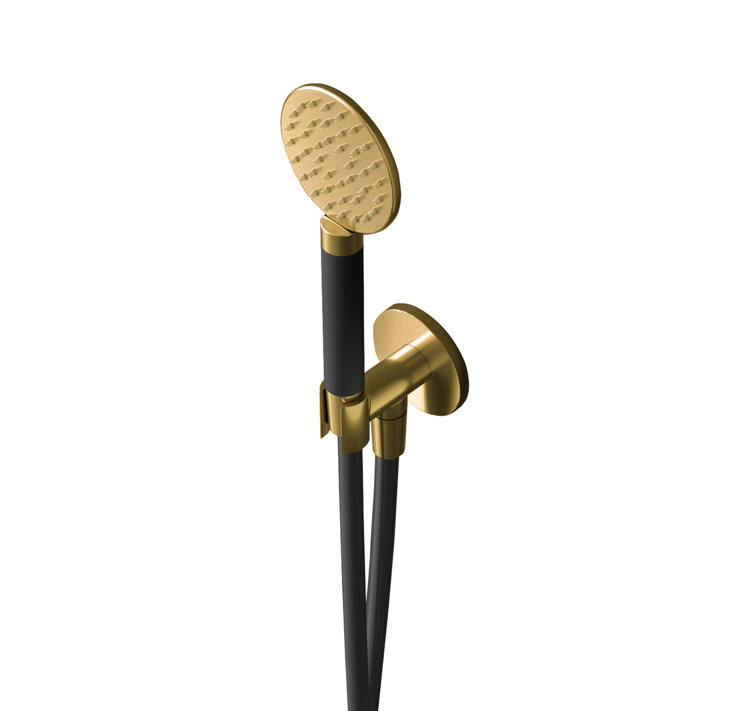 Hotbath Cobber Ronde Handdouche Met Wandsteun, Muuruitslaat En Doucheslang 150cm Geborsteld Messing - Living Colours
