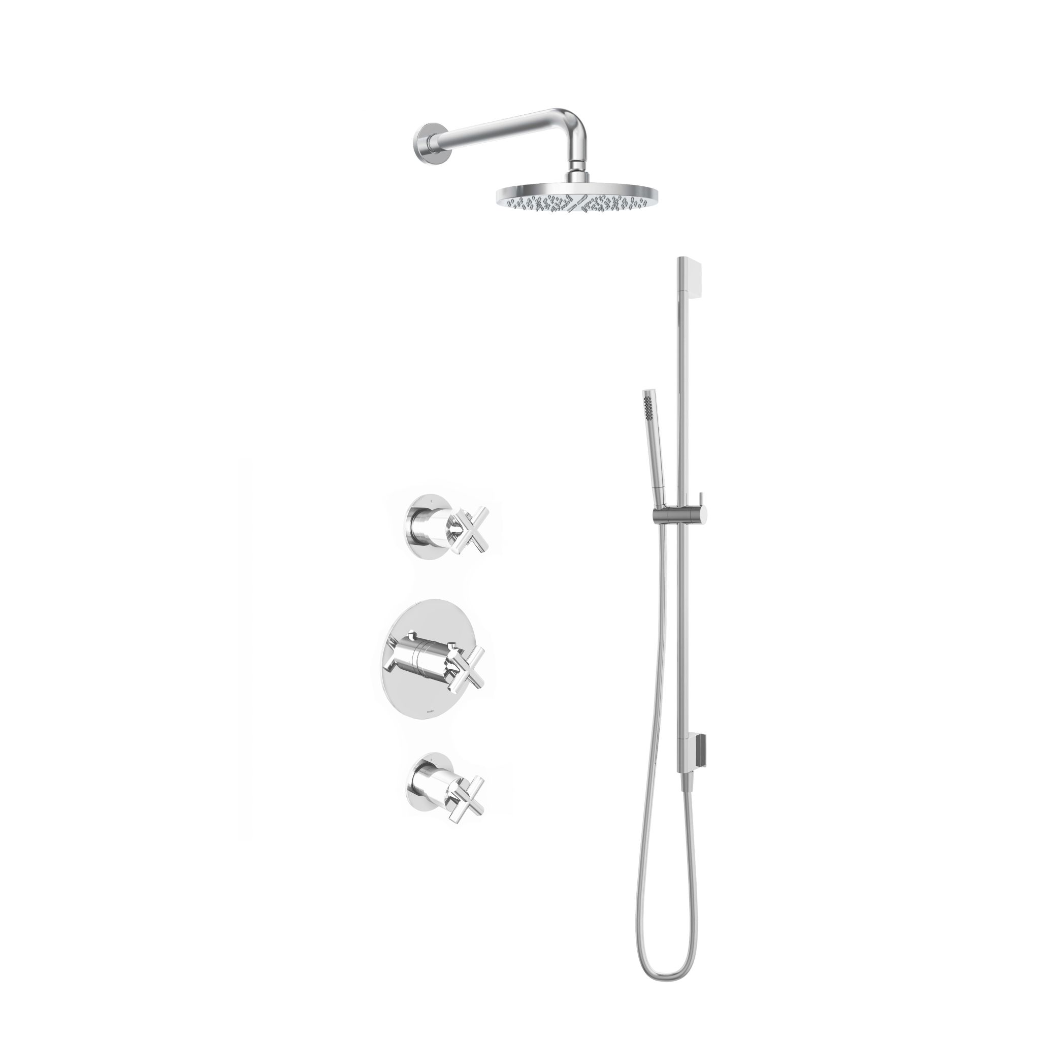 Hotbath Chap Inbouw Regendoucheset Rond Met 2 Stopkranen, Wandarm, Hoofddouche 20cm, Staafhanddouche En Glijstang Chroom (Uitlopend)