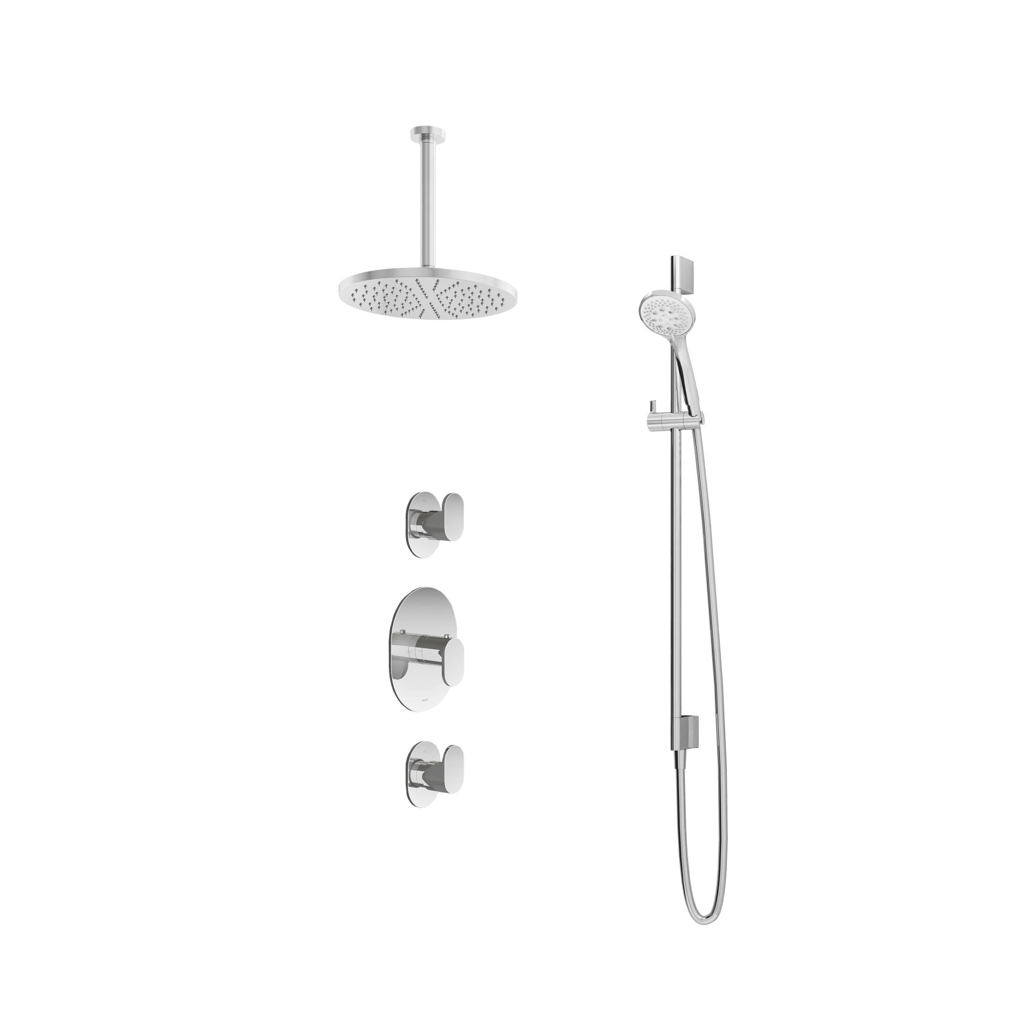 Hotbath Friendo Inbouw Regendoucheset Rond Met 2 Stopkranen, Plafondbuis 30cm, Hoofddouche 30cm En 3-Standen Handdouche Chroom