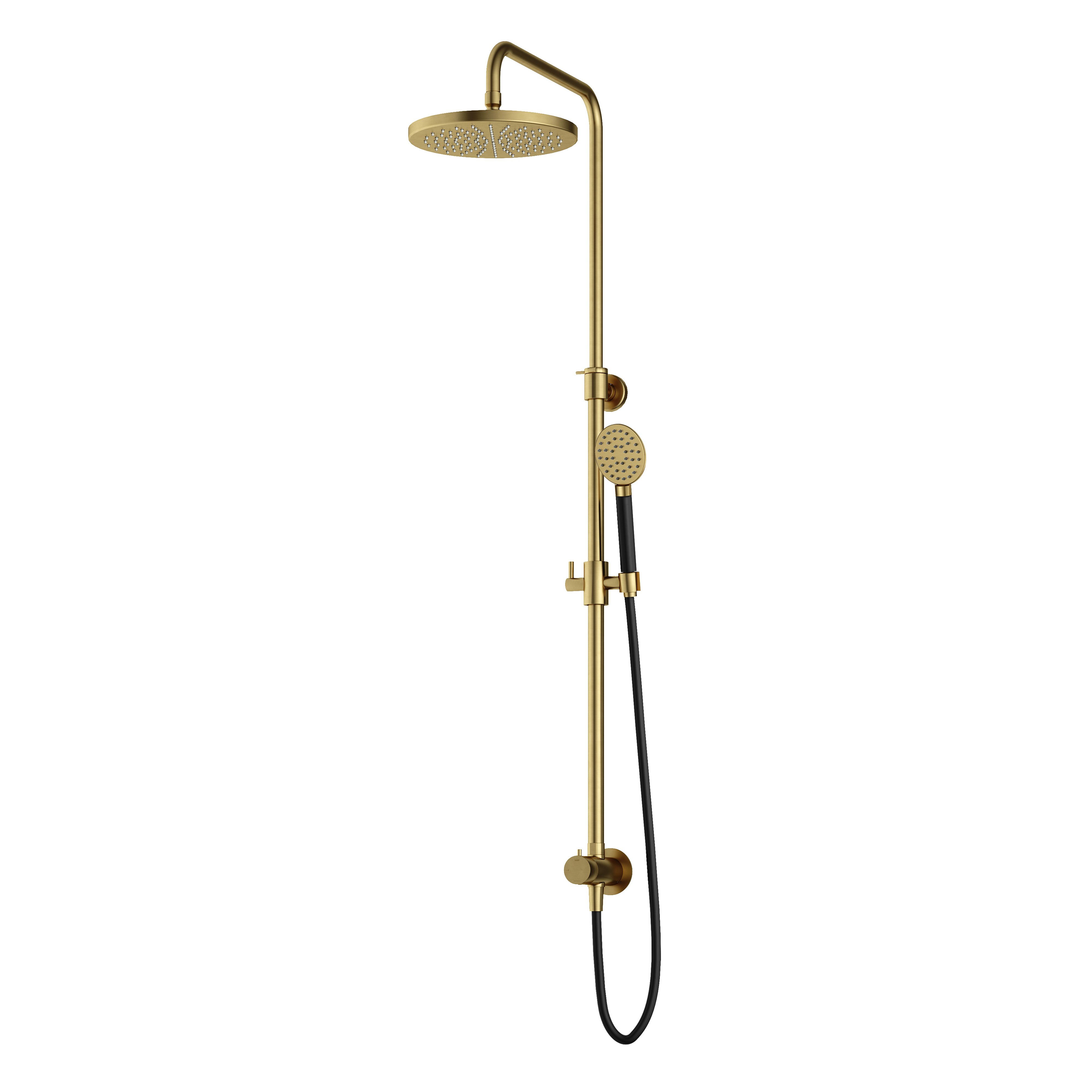 Hotbath Cobber Opbouw Regendoucheset Met Omstel, Hoofddouche 30cm En Ronde Handdouche Geborsteld Messing PVD