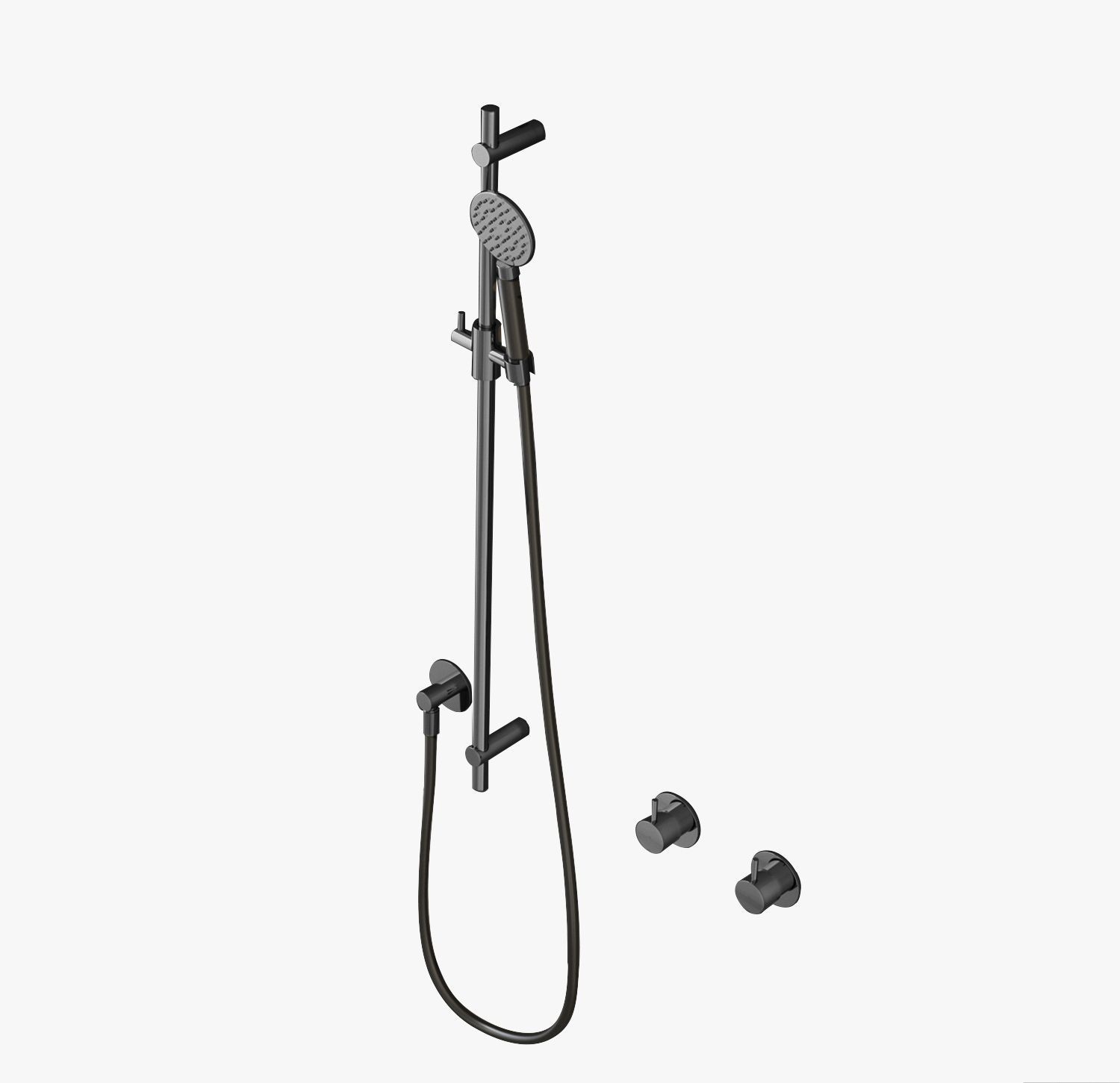 Hotbath Glijstang 90cm Met Wandaansluitbocht, Doucheslang 150cm En Ronde Handdouche Zwart Chroom