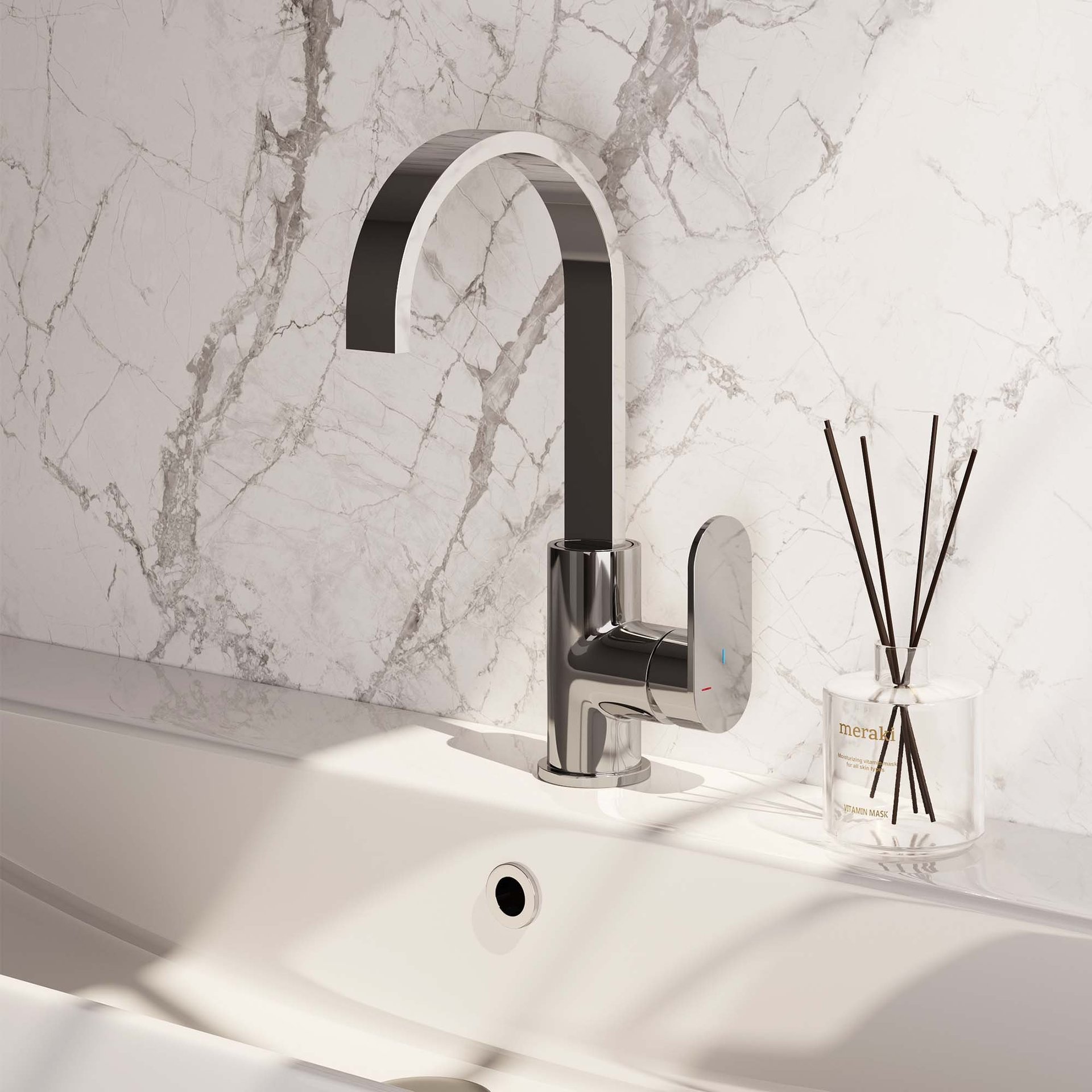 BRAUER Chrome Edition hoge opbouw wastafelmengkraan met draaibare platte uitloop model C chroom