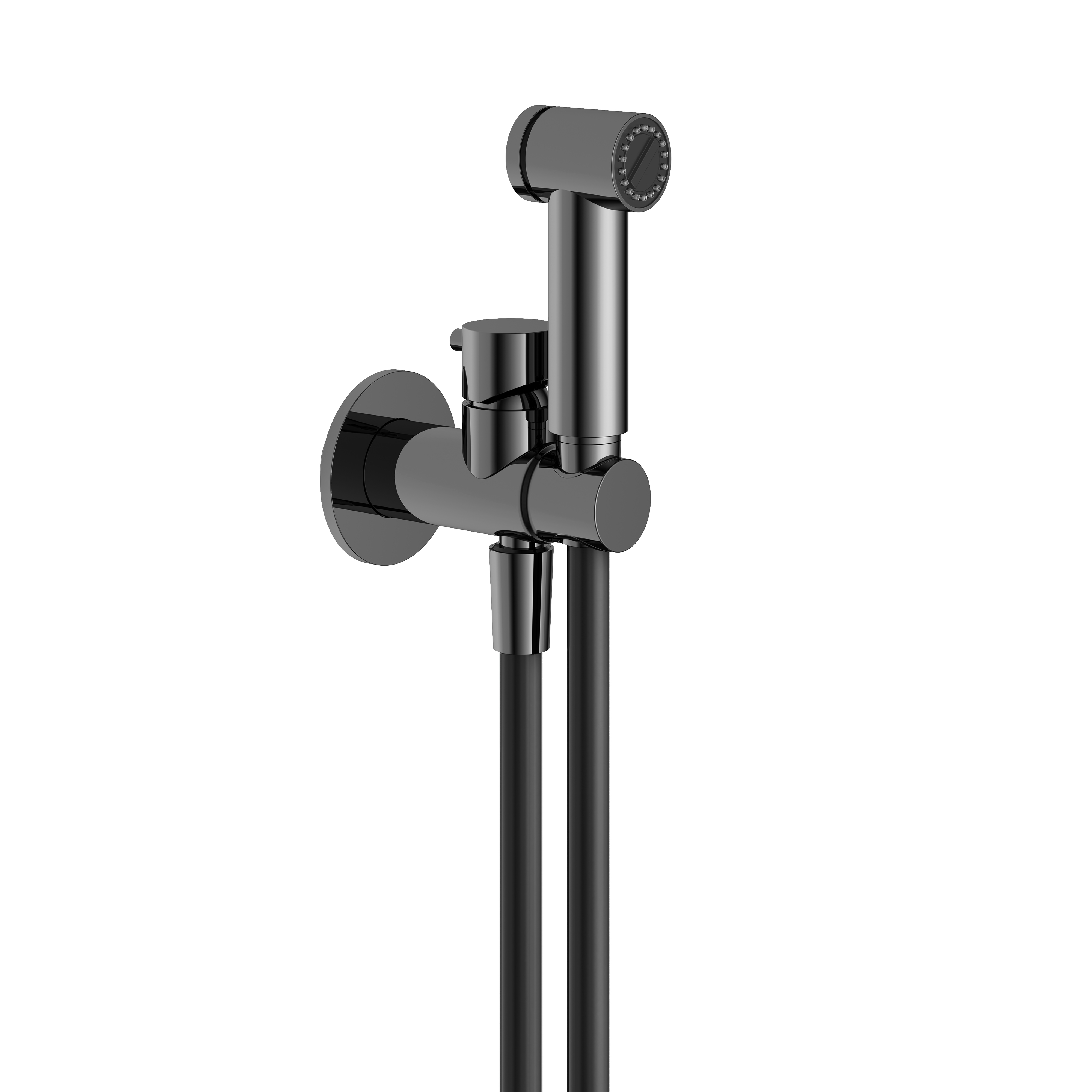 Hotbath Cobber Afbouwdeel - Bidetkraan Met Doucheslang En Houder Zwart Chroom