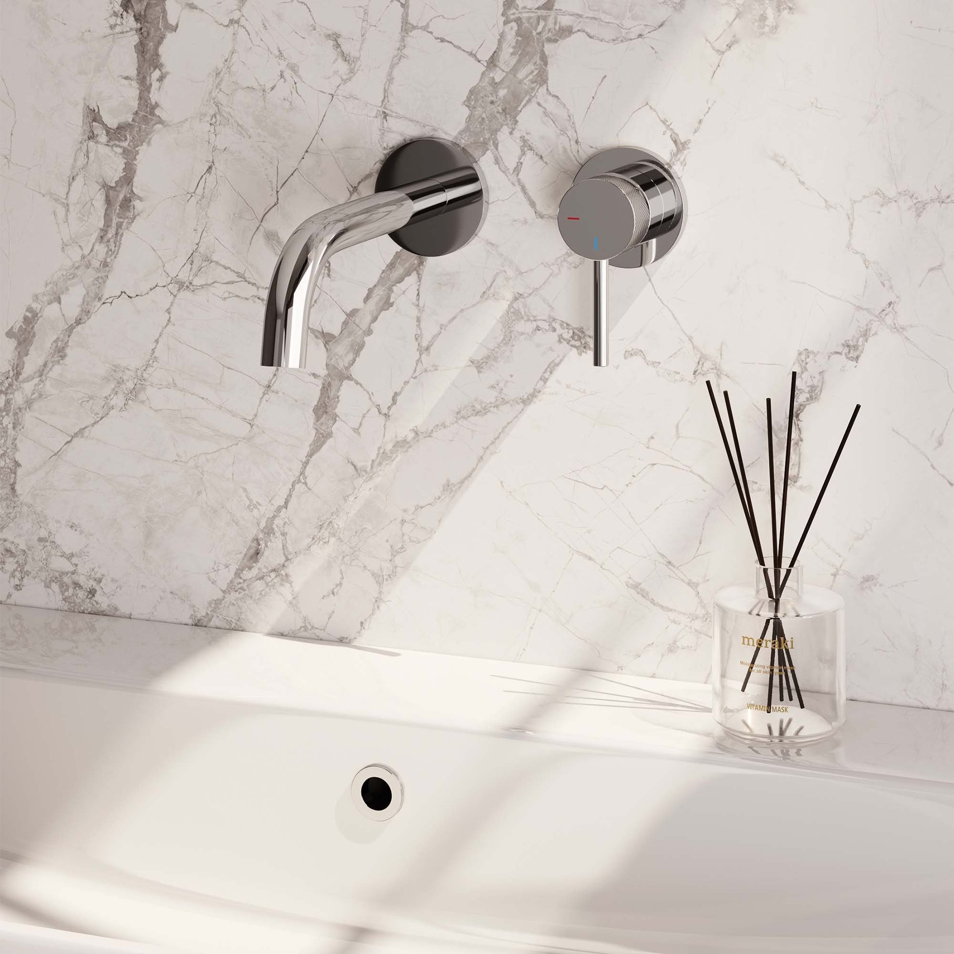 BRAUER Chrome Carving inbouw wastafelmengkraan met gebogen uitloop en rozetten model A1 chroom