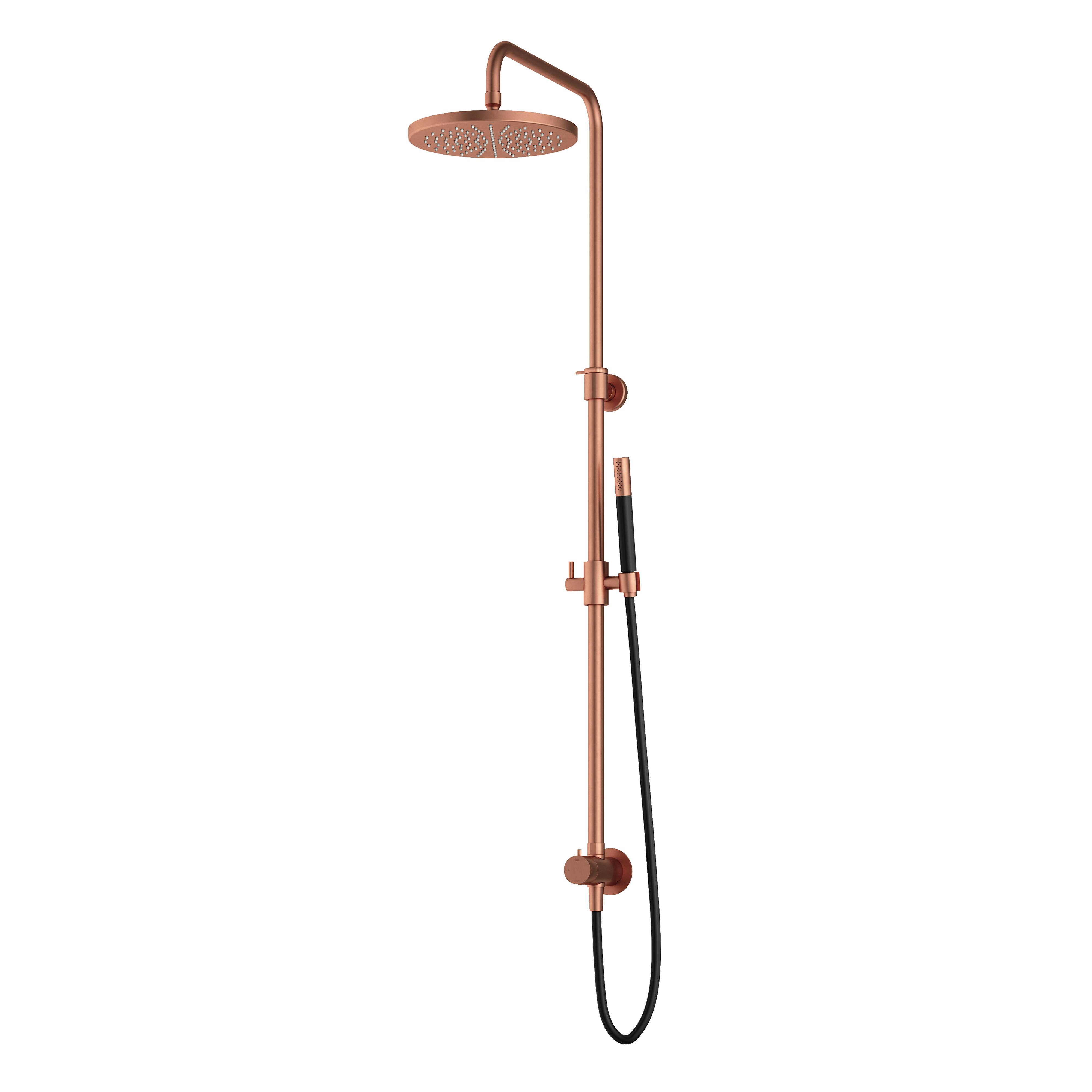 Hotbath Cobber Opbouw Regendoucheset Met Omstel, Hoofddouche 30cm En Staafhanddouche Geborsteld Koper