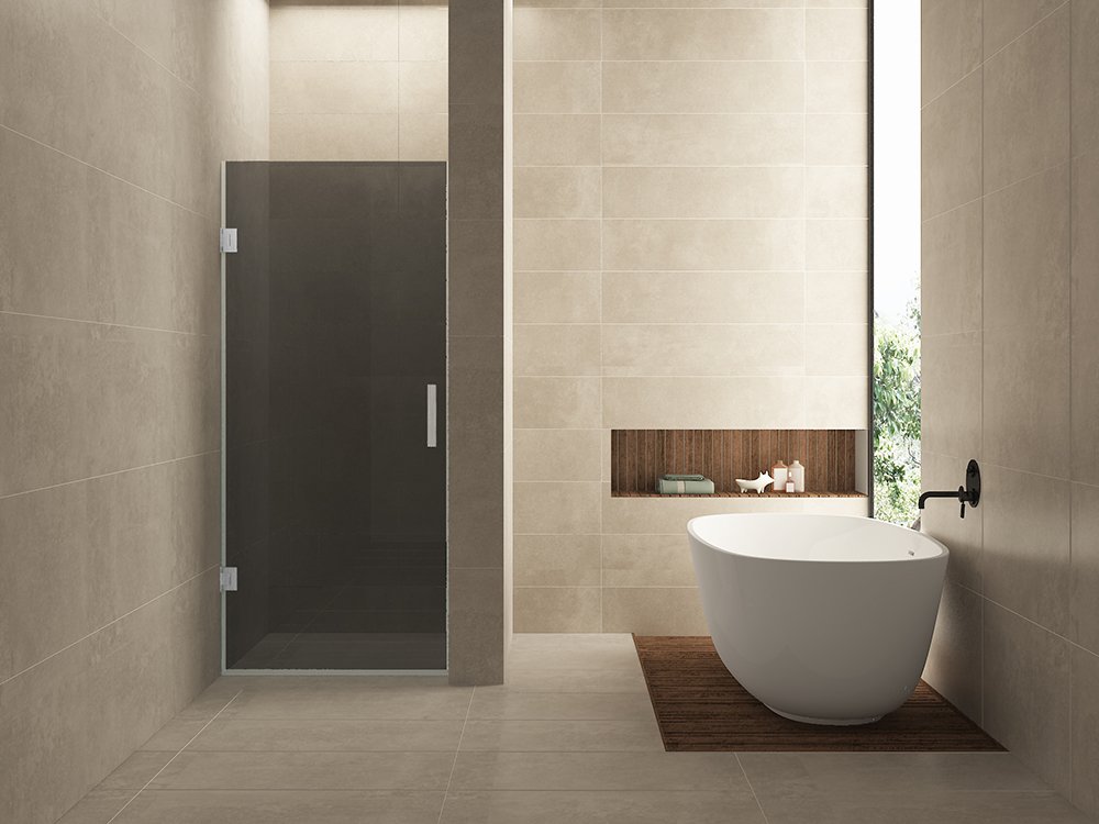 Less nisdeur 800 x 2000 x 8 mm nano rookglas/geborsteld staal