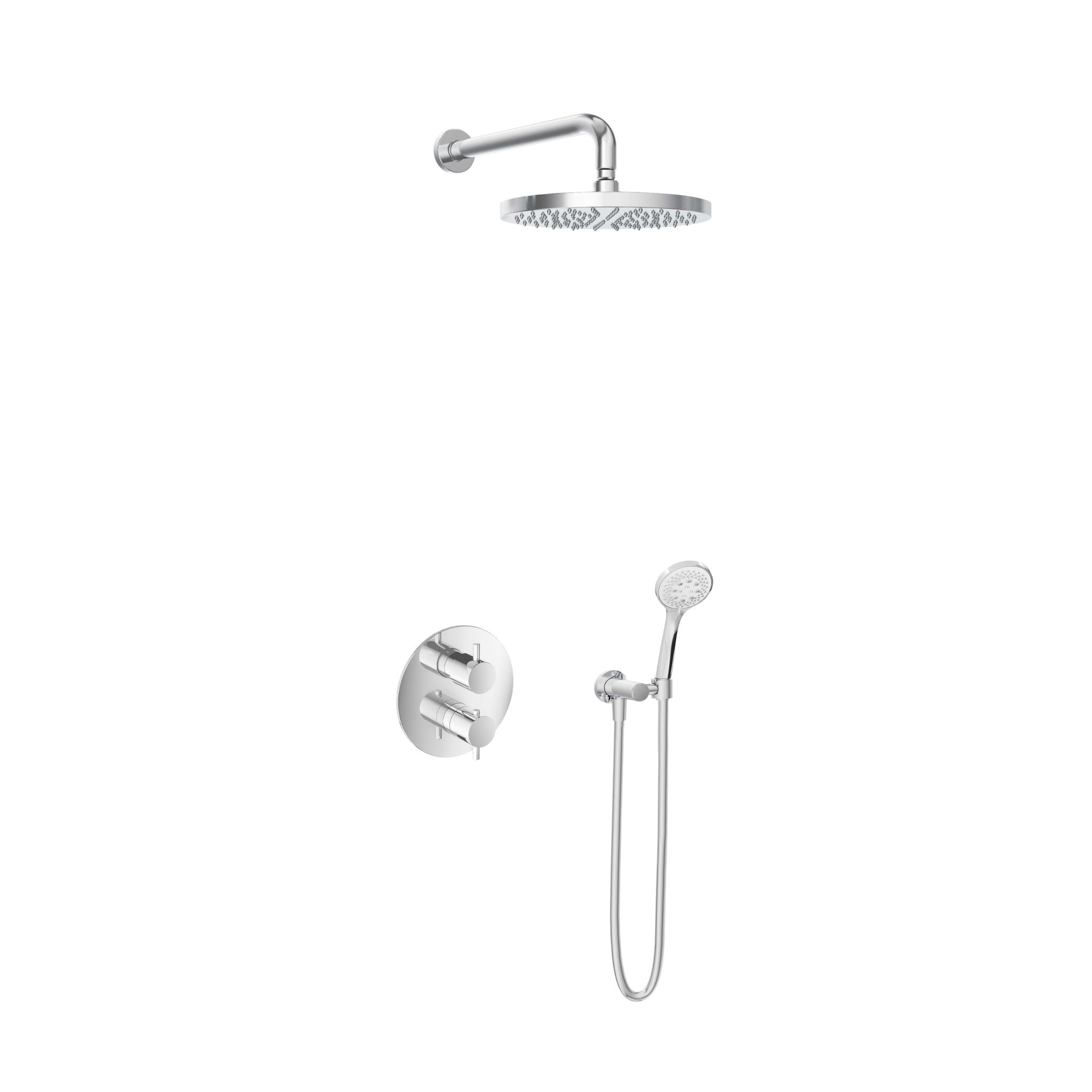 Hotbath Laddy Inbouw Regendoucheset Rond Met 2-weg-omstel, Wandarm, Hoofddouche 30cm En 3-Standen Handdouche Chroom