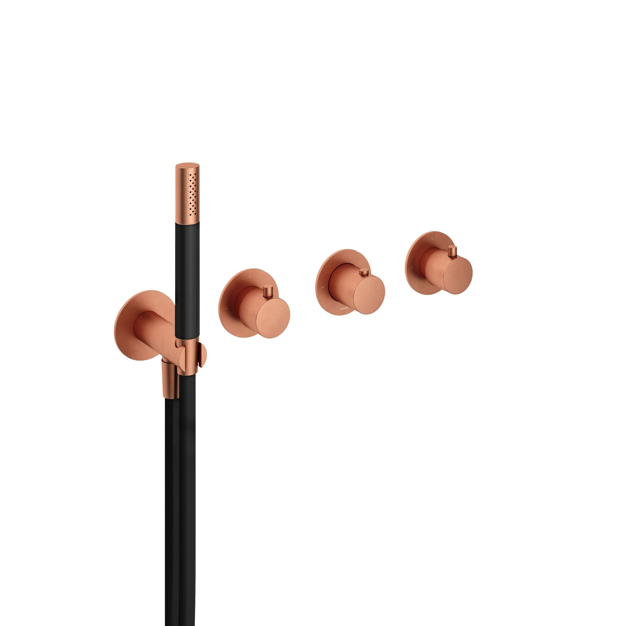 Hotbath Cobber Afbouwdeel - Inbouw Thermostaat Met 2 Stopkranen En Handdouche Geborsteld Koper - Living Colours
