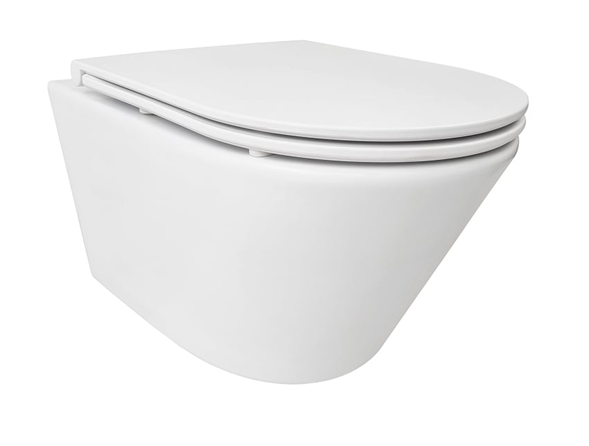 Vesta rimless wandcloset Tornado flush mat wit met Flatline toiletzitting softclose en quick release mat wit