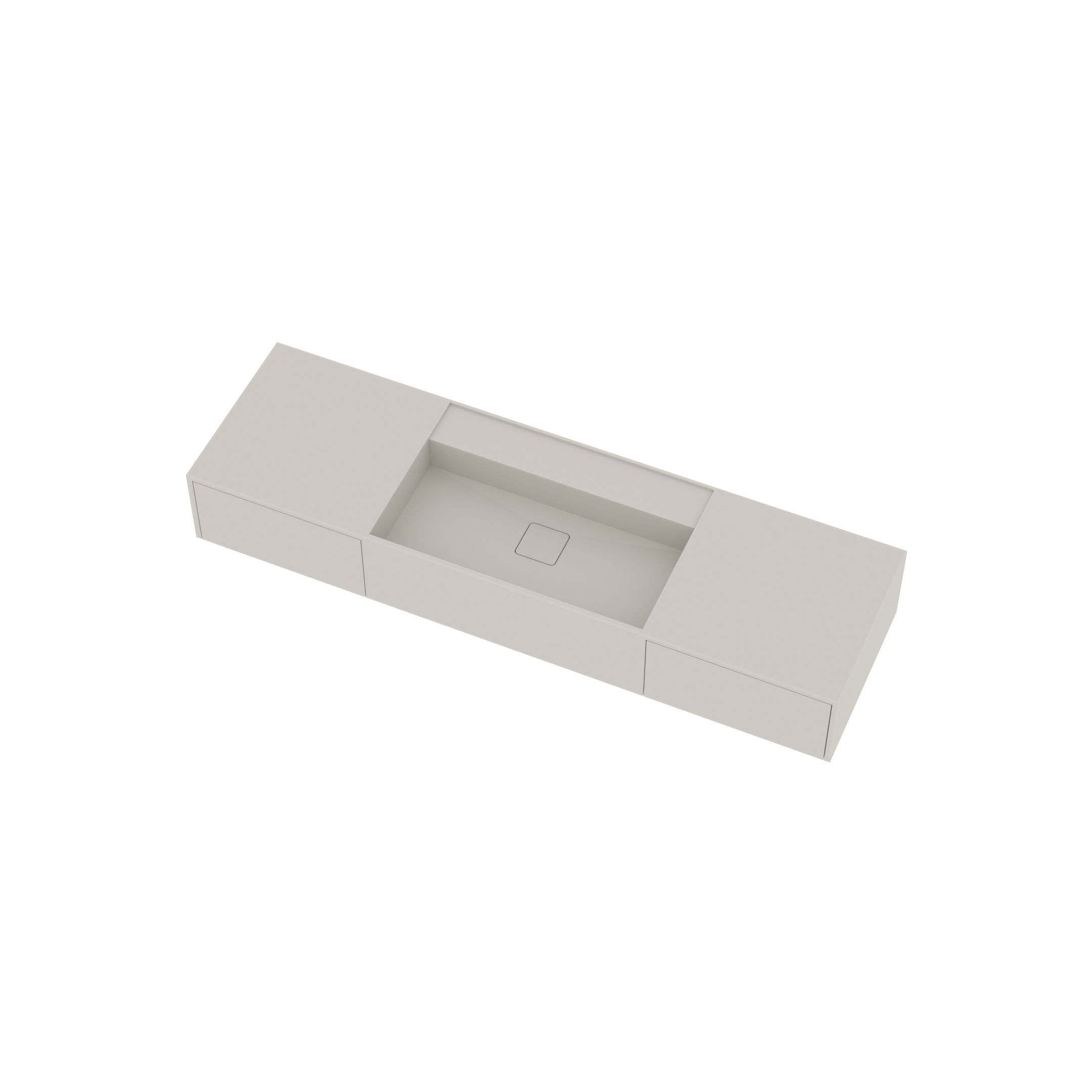 Ideavit Wastafel Solidbliss 140x40x20 cm Solid Surface 2 Opberg Lades Mat Wit