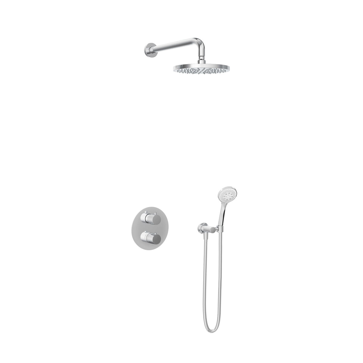 Hotbath Buddy Inbouw Regendoucheset Met 2-Weg-Omstel, Wandarm, Hoofddouche 20cm en 3-Standen Handdouche Chroom
