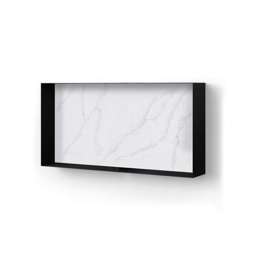 Looox Silestone Colour BoX 60x30cm, matt black, achterplaat Silestone Calacatta Gold Suede
