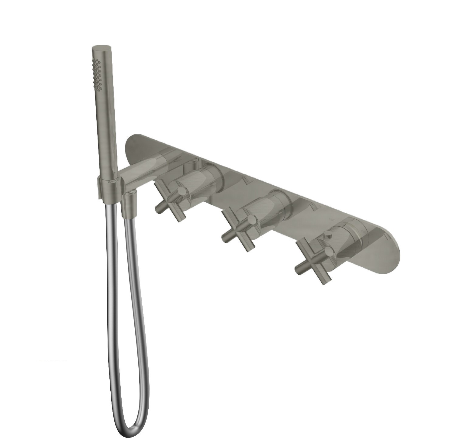Hotbath Chap Inbouw Badthermostaatkraan Met 2 Stopkranen En Handdouche Geborsteld Nikkel