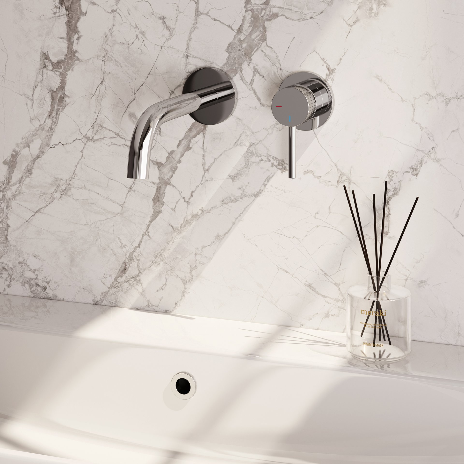 BRAUER Stripe inbouw wastafelmengkraan met gebogen uitloop en rozetten model A1 chroom