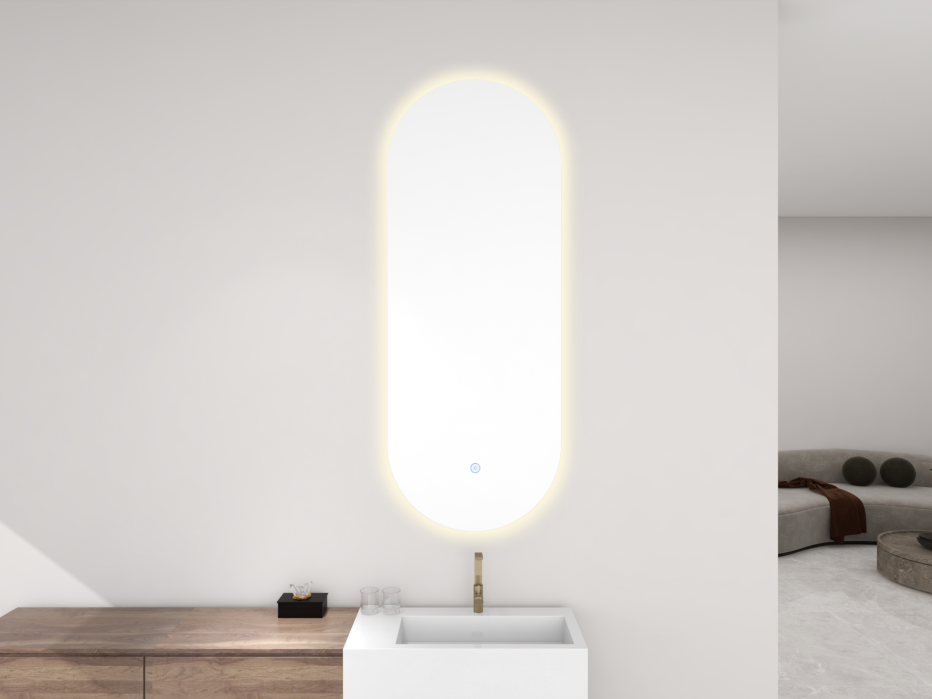 Lumia spiegel ovaal met LED, dimbaar en spiegelverwarming 50 x 100 cm