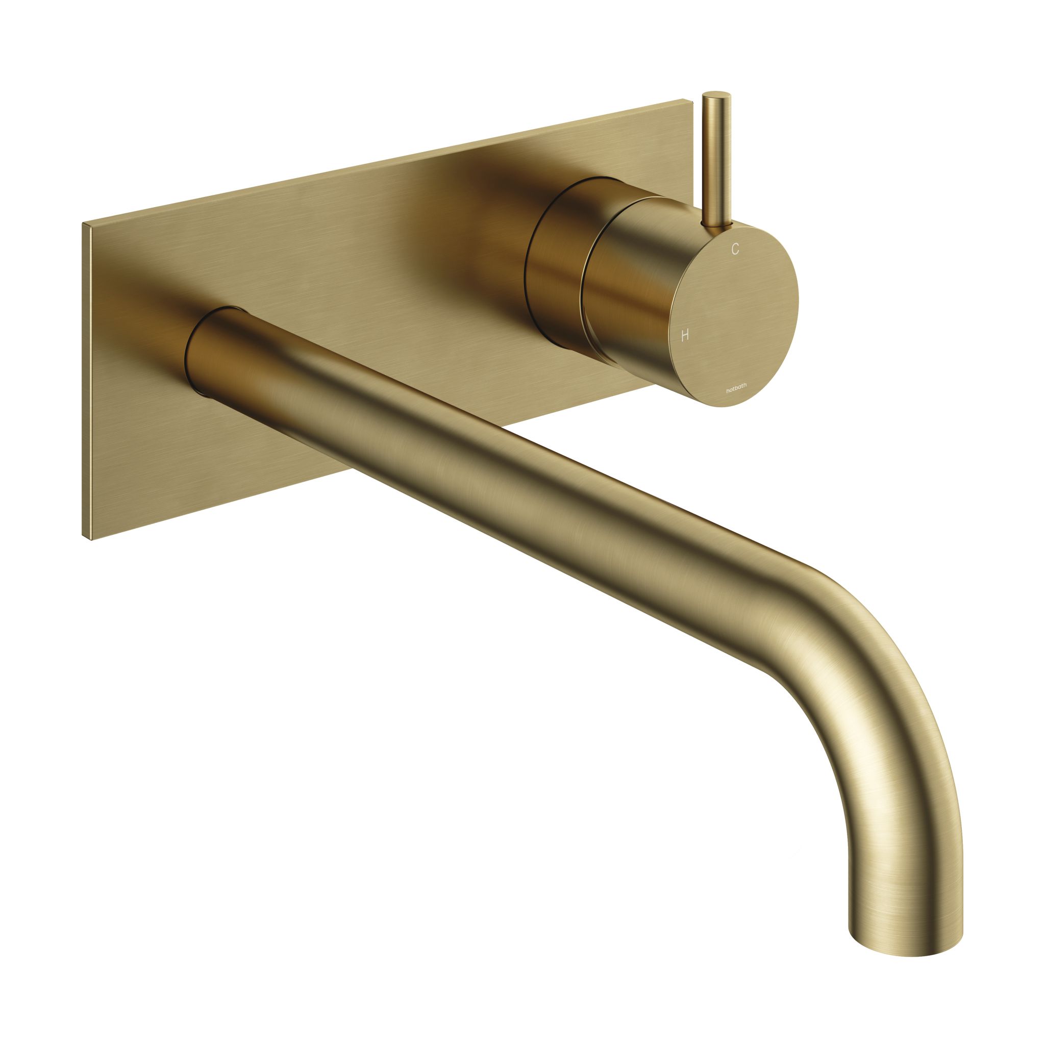 Hotbath Cobber Afbouwdeel - Inbouw Wastafelmengkraan Met 25cm Uitloop, 2 Knoppen En Achterplaat Geborsteld Messing - Living Colours