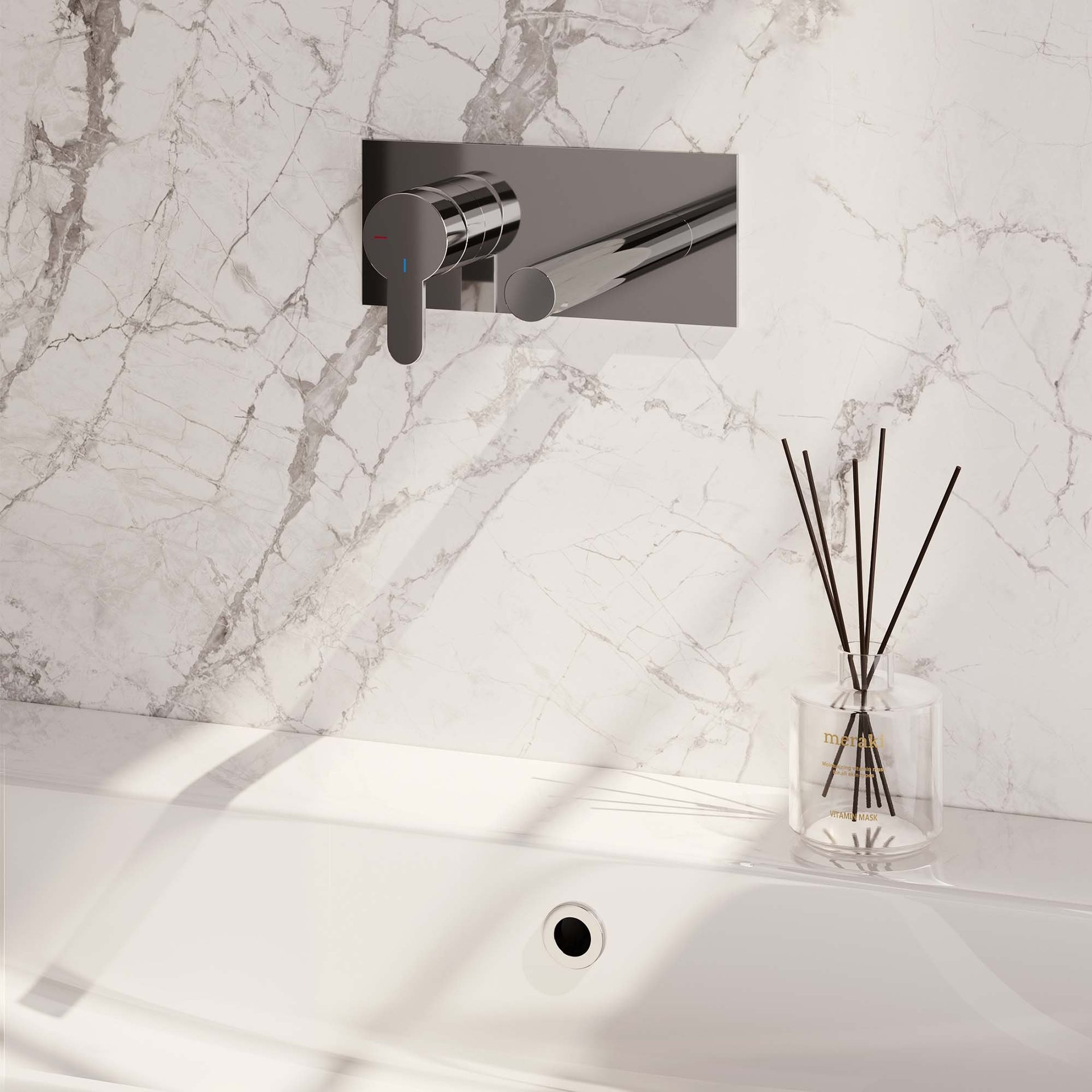 BRAUER Chrome Edition inbouw wastafelmengkraan met rechte uitloop en afdekplaat model D2 chroom