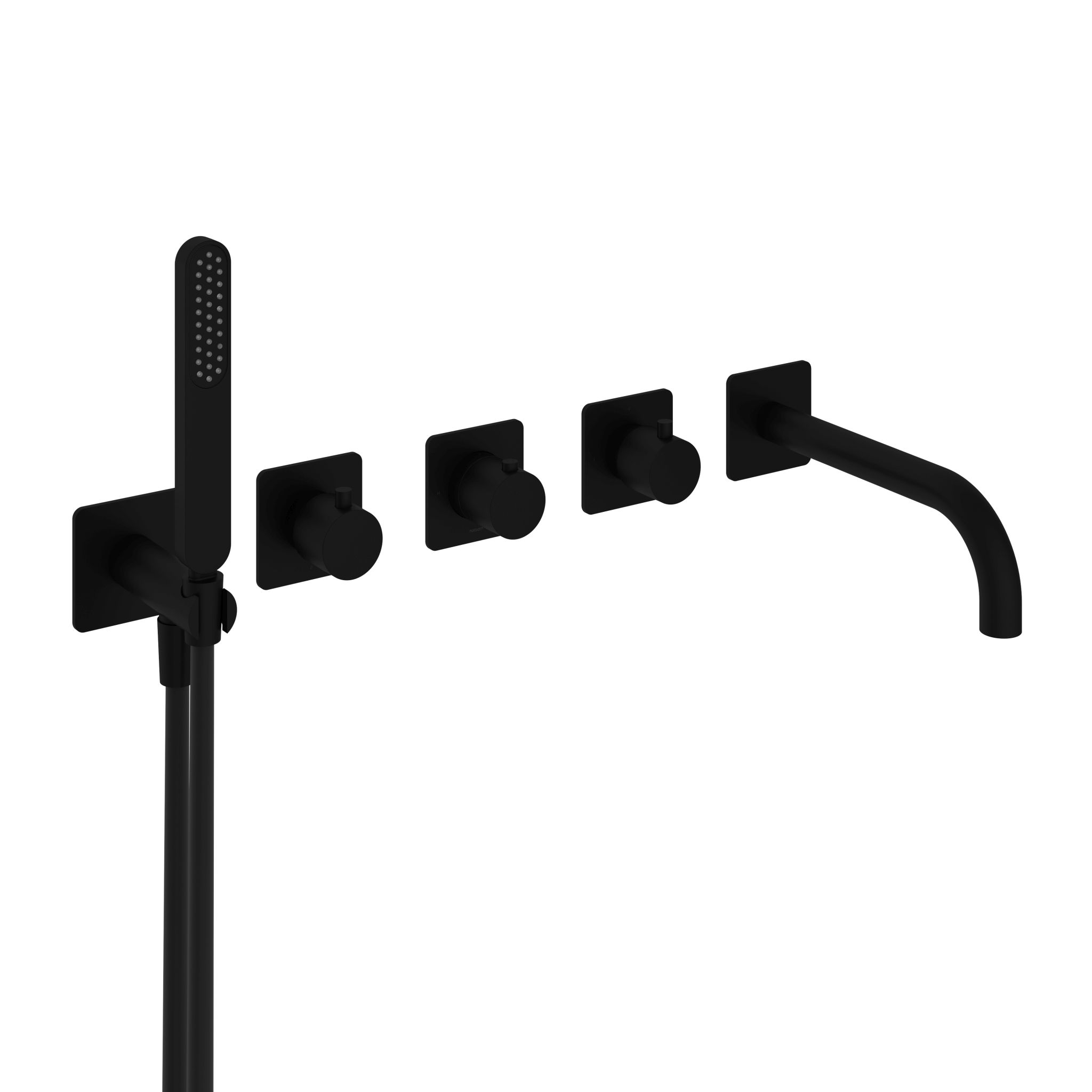 Hotbath Gal Afbouwdeel - Inbouw Badthermostaat Met 2 Stopkranen, Uitloop Mat Zwart