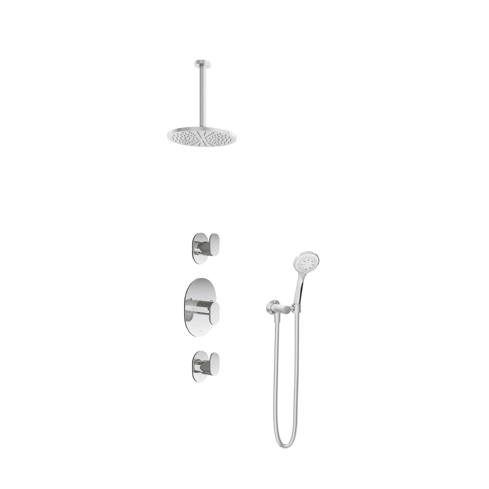Hotbath Friendo Inbouw Regendoucheset Rond Met 2 Stopkranen, Plafondbuis 30cm, Hoofddouche 20cm En 3-Standen Handdouche Chroom