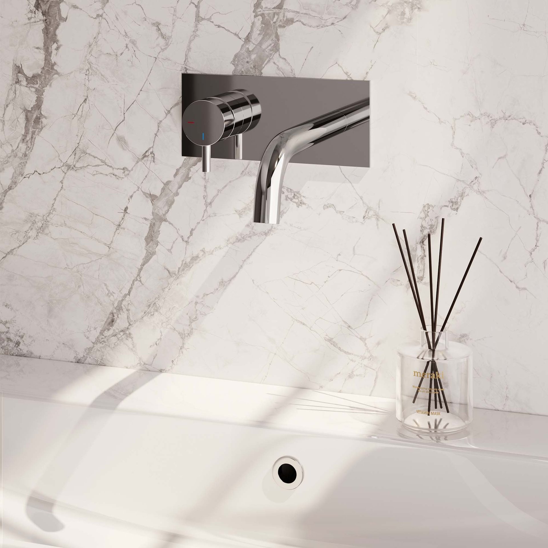 BRAUER Chrome Edition inbouw wastafelmengkraan met gebogen uitloop en afdekplaat model B2 chroom